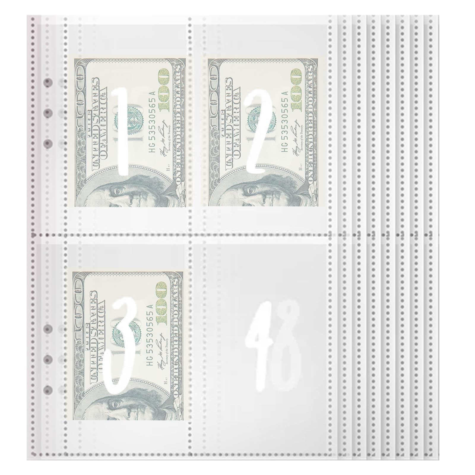 25 Pack A5 Cash Stuffing Envelopes - Money Saving Binder Inserts for Budget Planner, A5 6-Ring Binder Replacement Sheets, Pre-Numbered 1-100 (25 Sheets) - Perfect for Cash Envelope System, Budget Tracking & Financial Organization