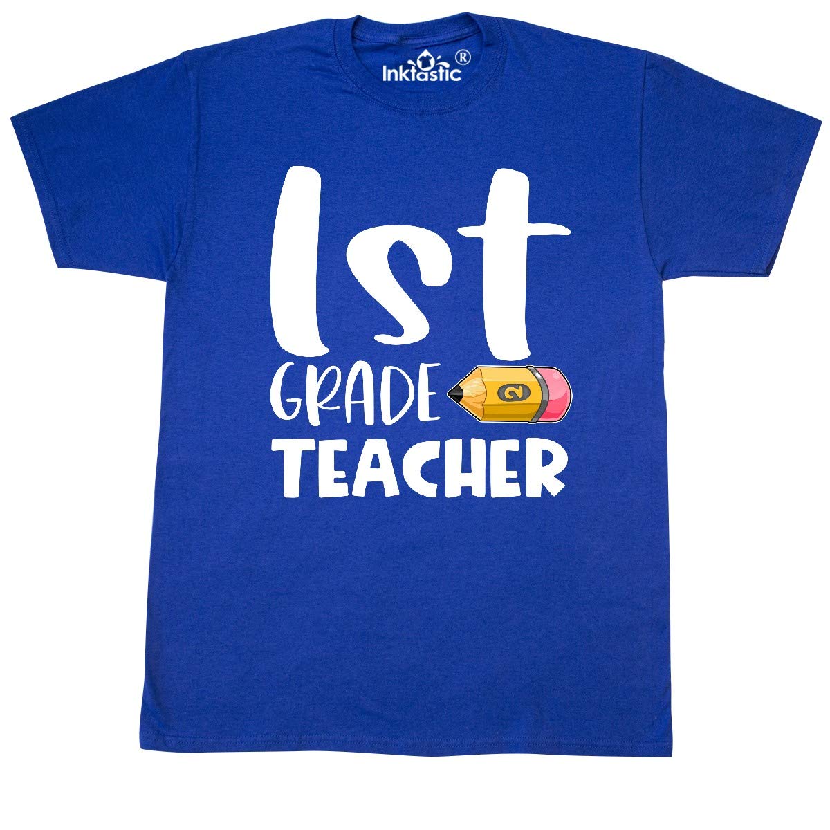 Inktastic First Grade Teacher Pencil Graphic T-Shirt - Fun & Cute Tee for Elementary Educators, Back to School, Teacher Appreciation Gifts