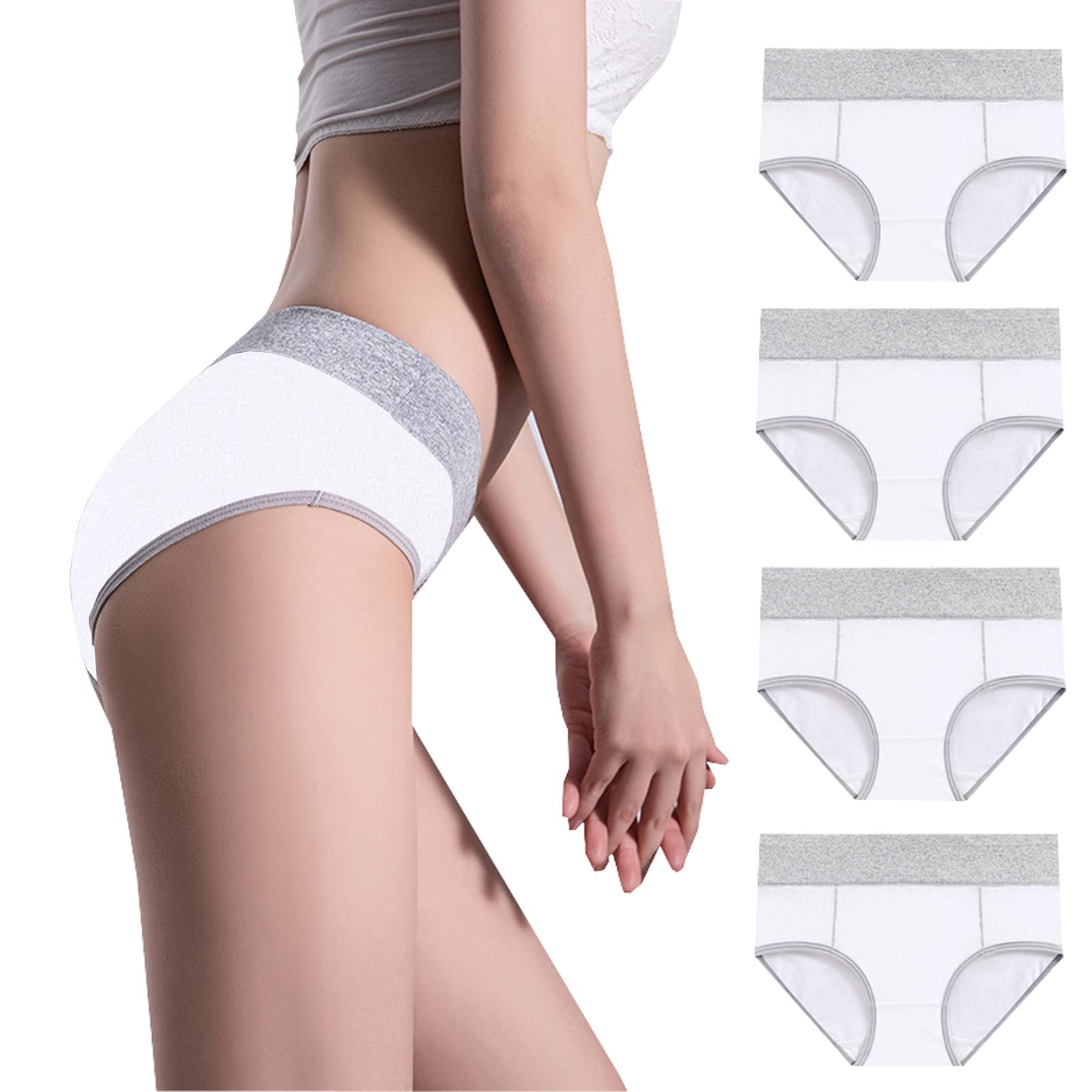 Kinple 4 Pack Women's Plus Size High Waisted Cotton Underwear - Soft Stretch Briefs for Comfort & Support - Perfect for Everyday Wear, Workout & Sleep