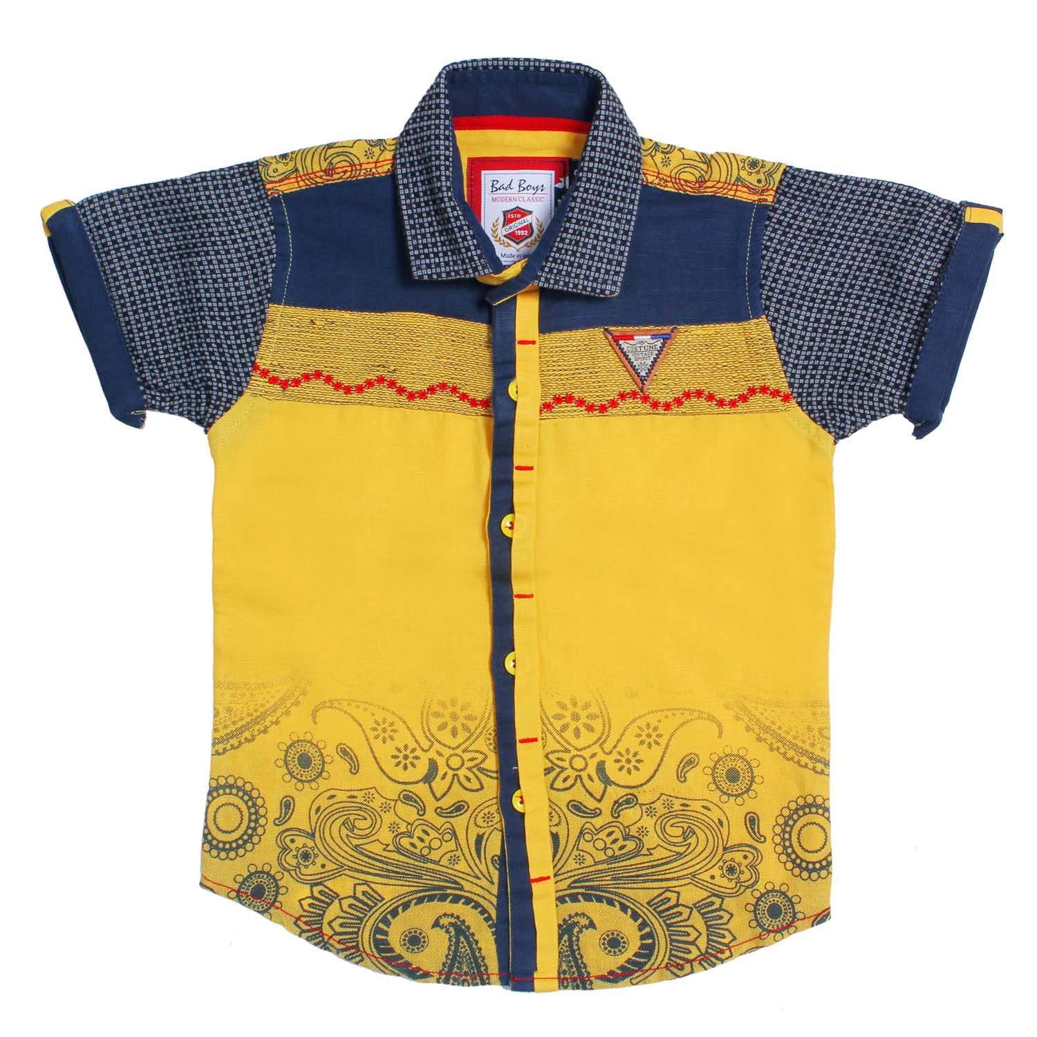 Bad Boys Yellow Casual Shirt & Shorts Set for Boys - Summer Outfit, Playdate Clothes, Kids Comfort Wear