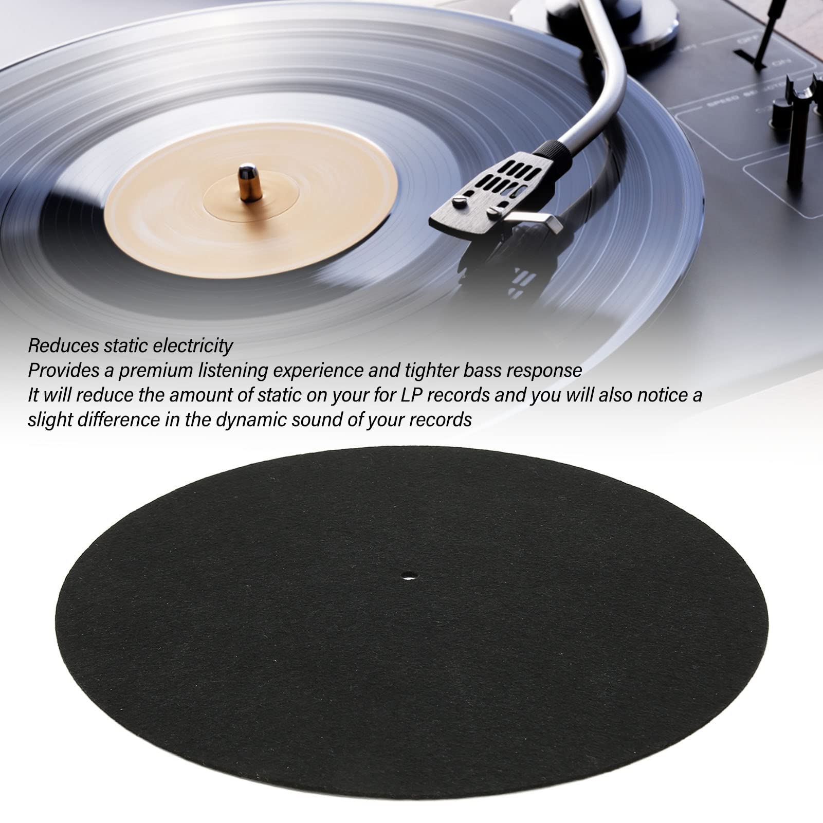 Premium Anti-Vibration Turntable Slip Mat - Universal Non-Slip Wool Felt Platter Mat for LP Record Players (Black) | Perfect for DJs, Vinyl Enthusiasts & Home Audio Setups