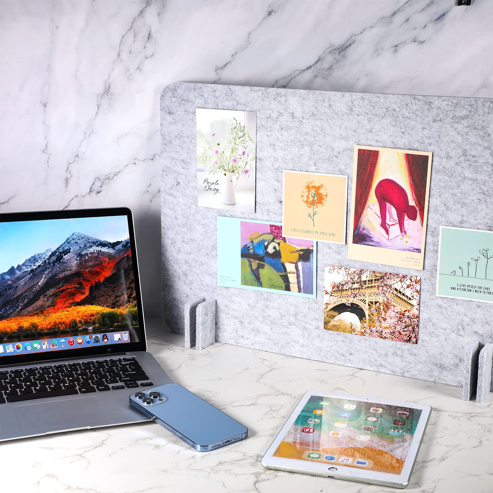 Fabbay 2-Piece Acoustic Desk Privacy Panel Set - Freestanding Office Divider with Noise Reduction, Lightweight Soundproof Partition with Support Feet for Home & Workspace (Silver Gray) - Perfect for Open Offices, Study Rooms & Home Offices