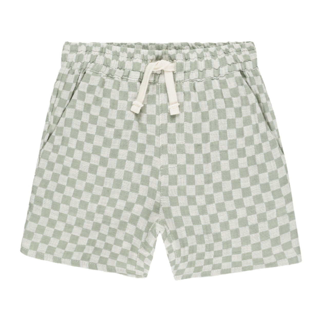 Men's Bermuda Shorts - Comfortable Sage Check Casual Shorts for Summer Outdoor Activities & Beach Vacations