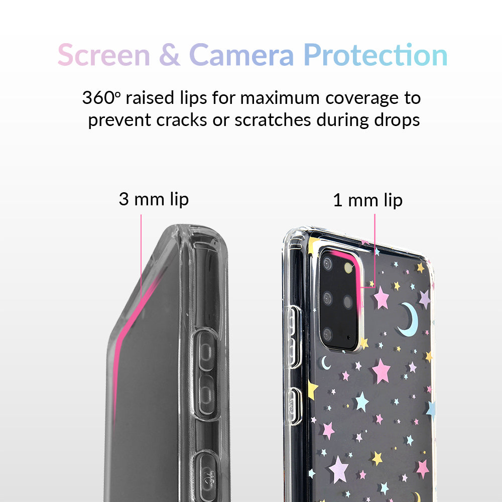 Pastel Starry Night Clear Samsung Phone Case - Protective Slim Fit Cover for Galaxy S21/S20/Note 20 - Aesthetic Design for Daily Use & Gifts