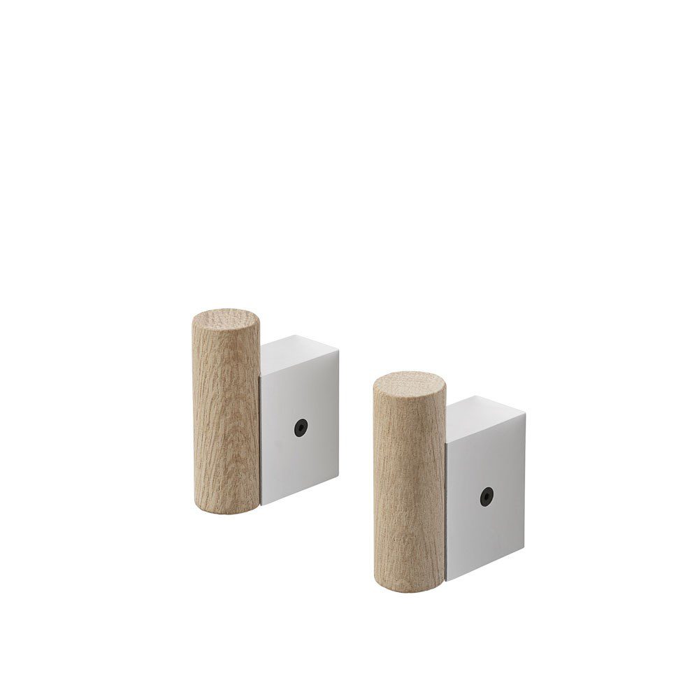 MUUTO Attach Coat Hook Set of 2 - Modern Oak & Aluminum Wall Hooks for Entryway, Bedroom, Bathroom - Durable & Stylish Home Organization Solution