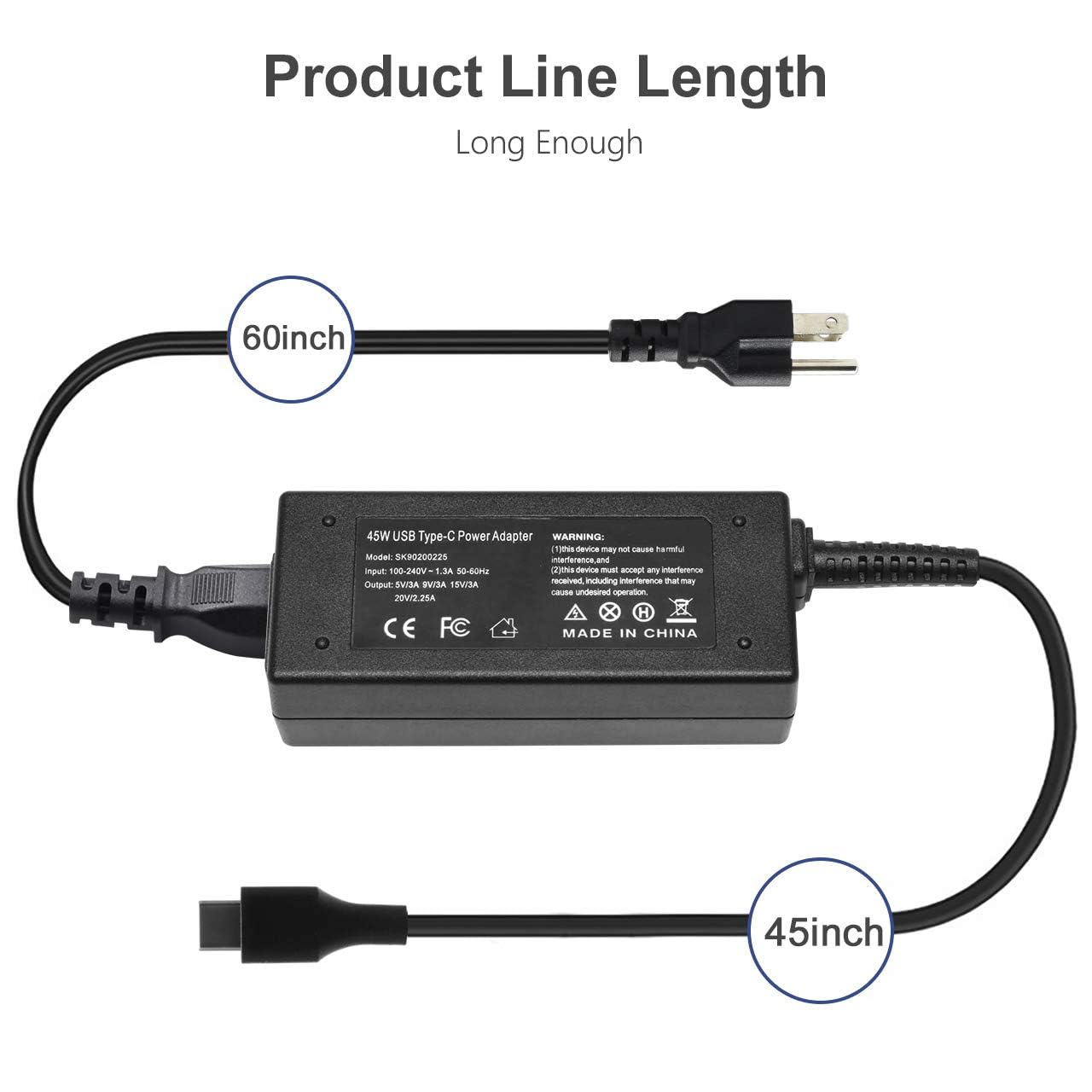 45W USB C Laptop Charger for HP Chromebook 11/11A/13/14/14A/G5/X360 & 14-ca Series - Fast Charging Power Adapter for Home, Office & Travel Use