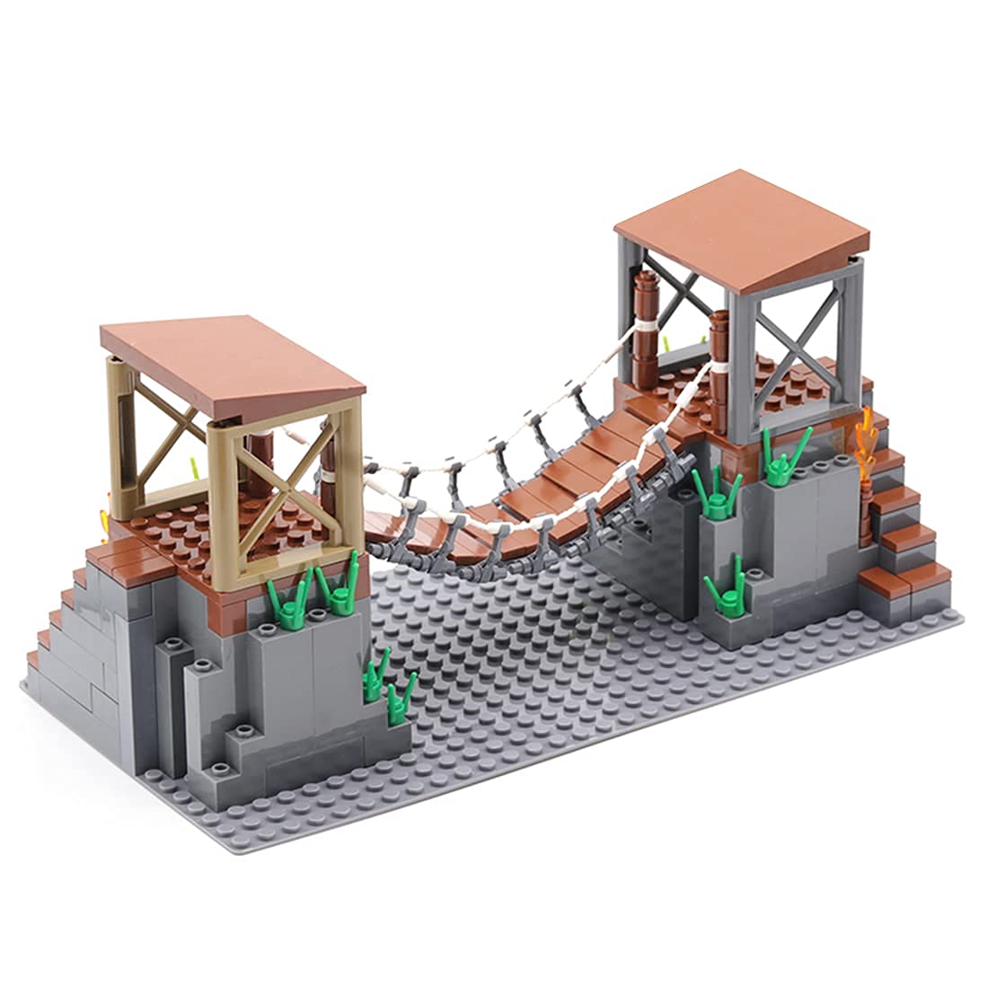 PHYNEDI Military Series Small Suspension Bridge Bricks Model Set - 200+ PCS DIY STEM Building Toy Kit, Compatible with Lego - Simulation Military War Scene Equipment Accessories for Creative Education & War Game Scenarios