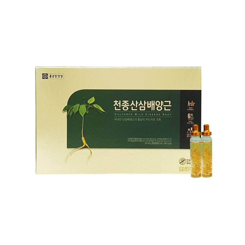 Premium Korean Wild Ginseng Extract Drink - 20ml x 30 Bottles Pack with High Ginsenosides Content | Energy Booster & Immune Support for Busy Professionals & Students