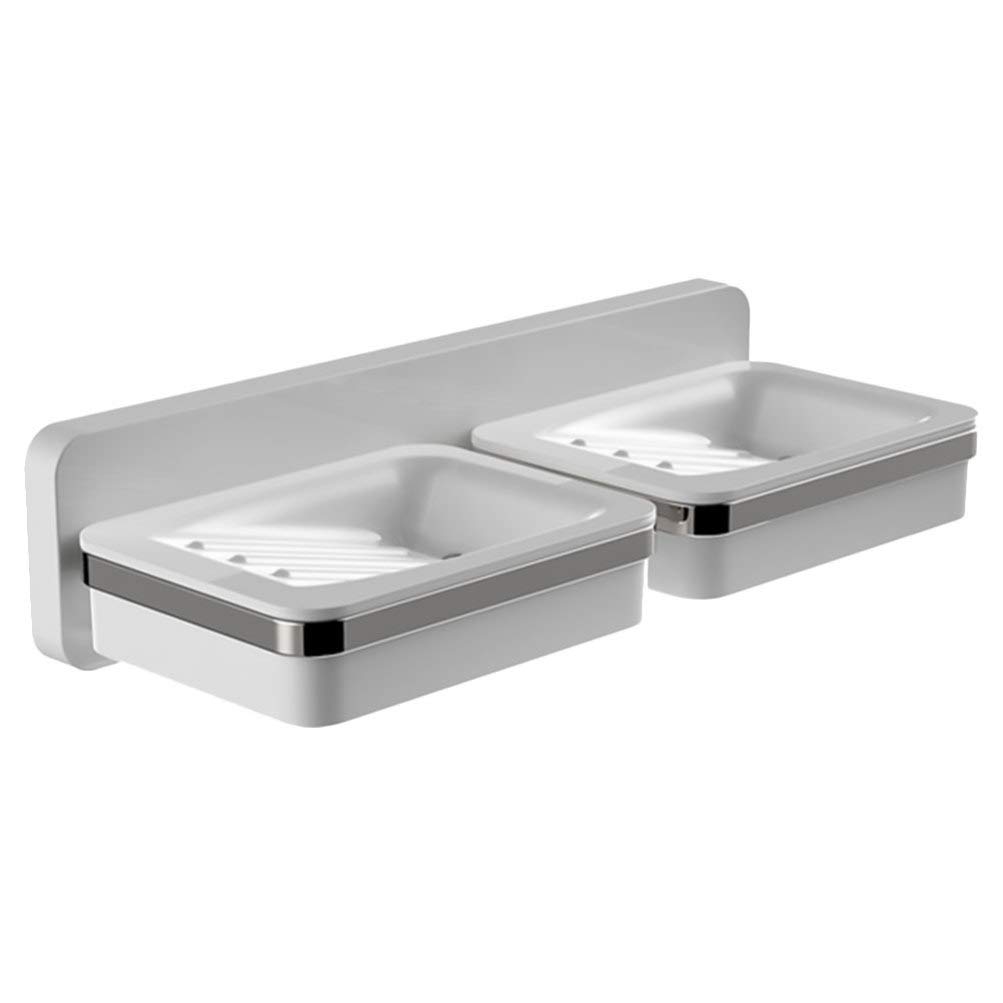 Cabilock Wall Mount Soap Dish Holder - Dual Compartment Plastic Soap Tray with Drainage for Bathroom, Kitchen & Toilet - Space Saving Soap Storage Solution for Showers, Sinks and Countertops