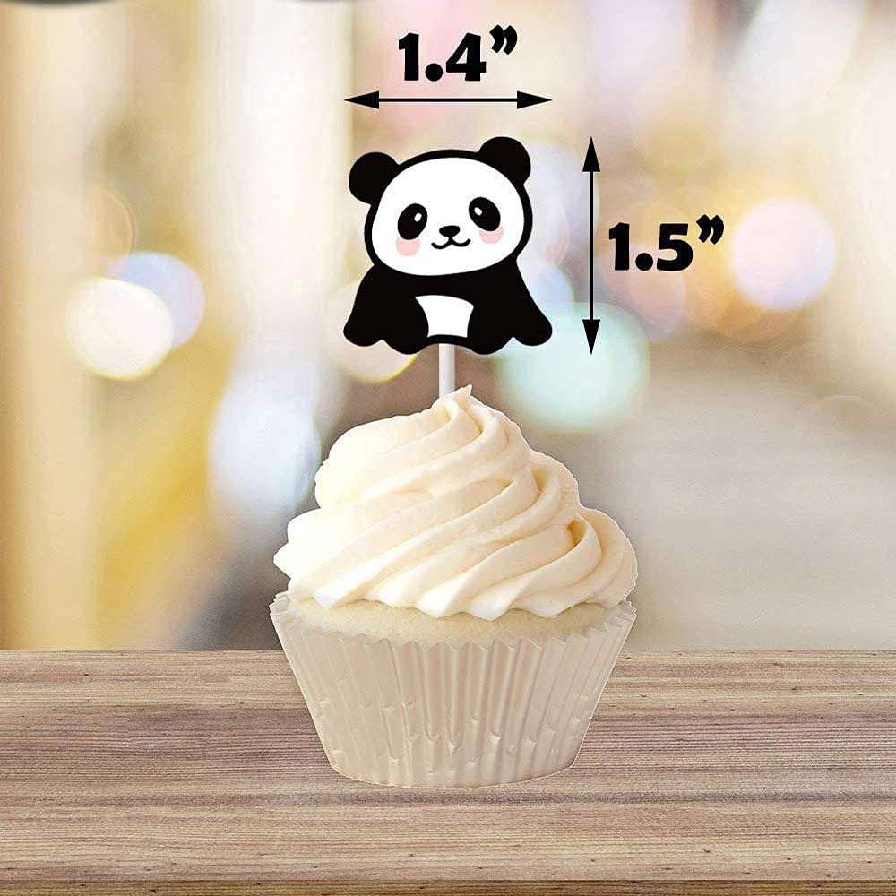 24pcs Panda Cupcake Toppers & Cake Decorations - Cute Panda Animal Theme Party Supplies for Kids Birthday, Baby Shower, Wedding - Perfect for Birthday Cakes, Cupcakes, Dessert Table Decorations