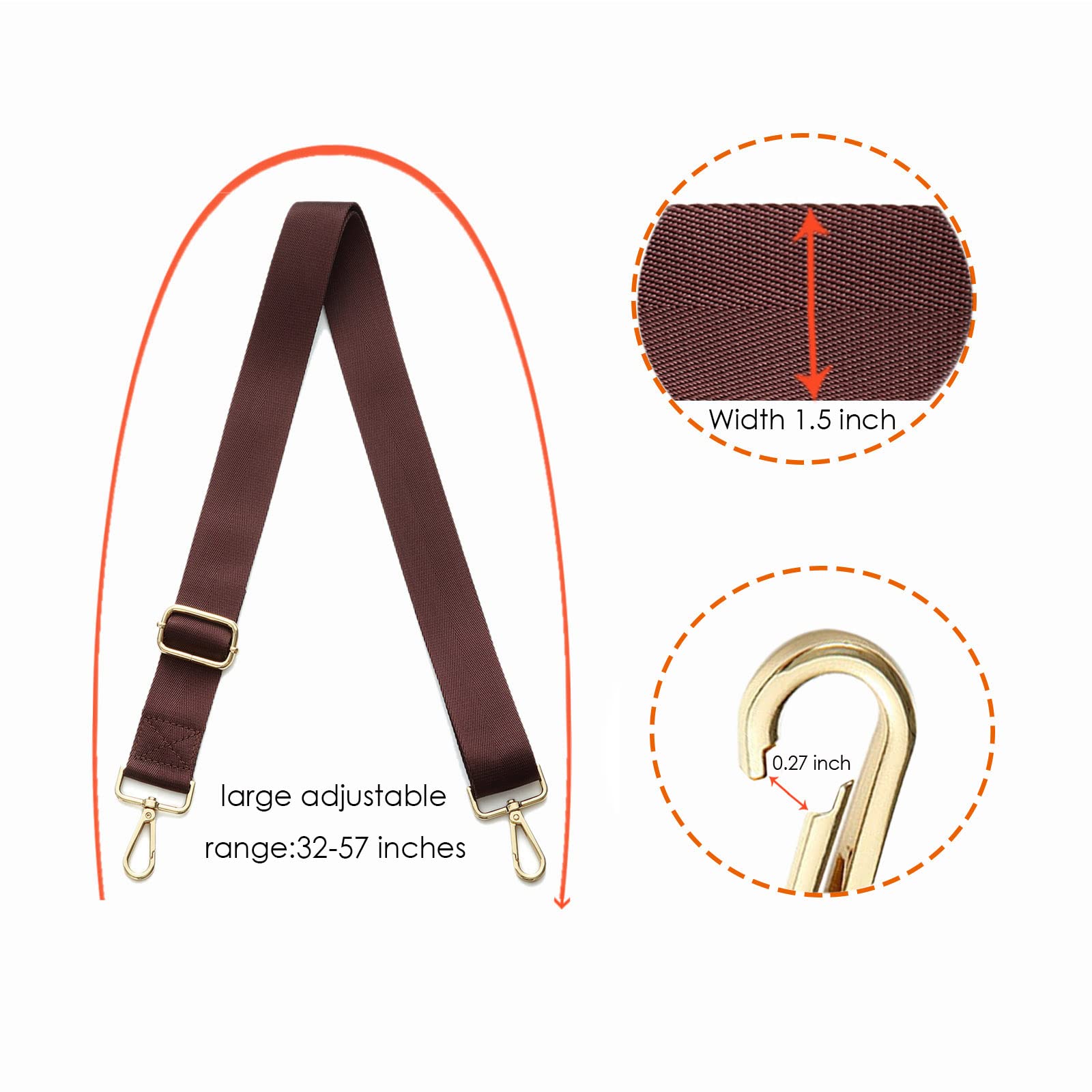 Purse Strap Replacement - Adjustable Crossbody Wide Shoulder Strap for Handbags & Totes | Perfect for Work, Travel & Everyday Use