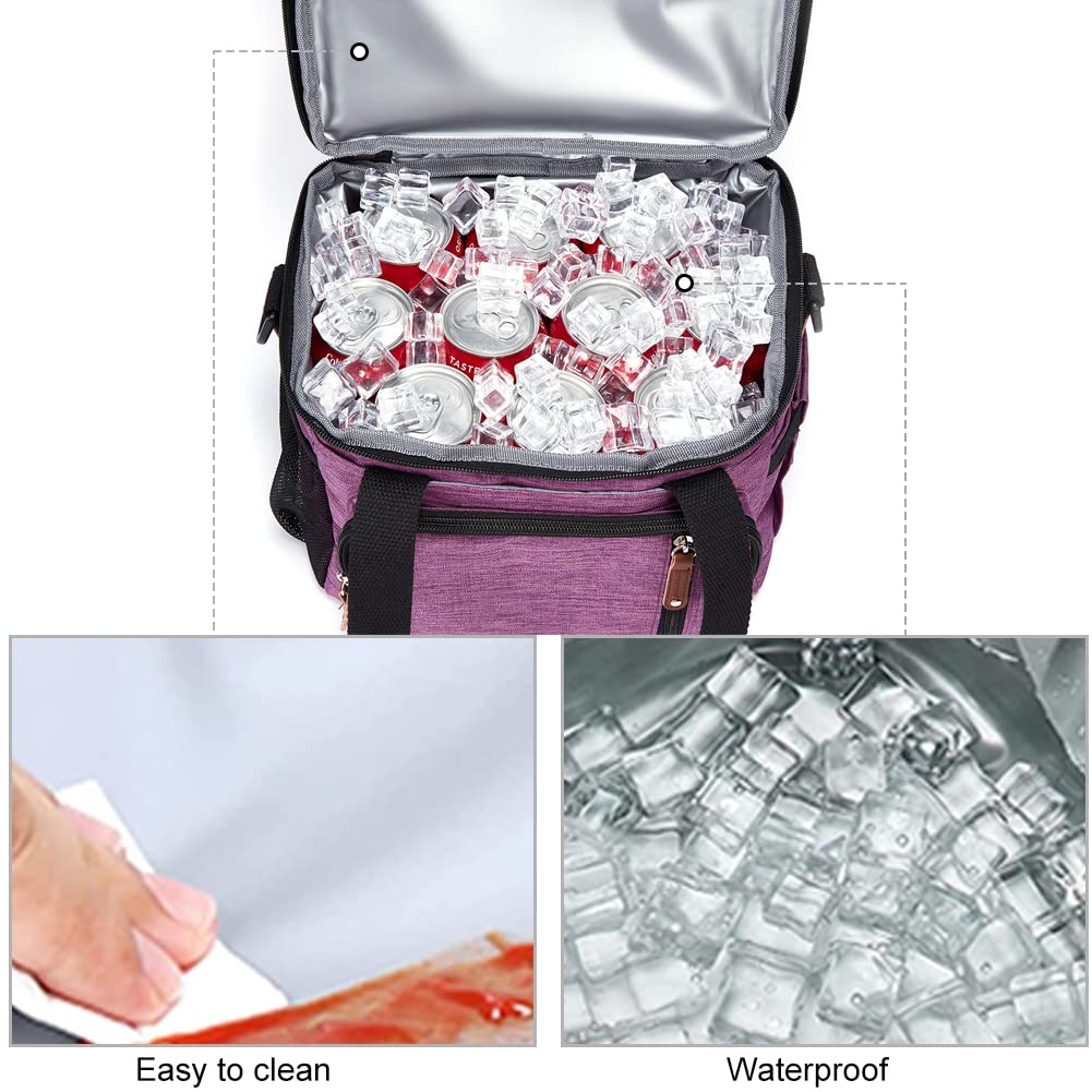 MOV COMPRA Purple Insulated Lunch Bag for Women - Expandable Leakproof Lunch Box for Work, Office & School - Large Cooler Bag for Meals & Snacks (Purple)
