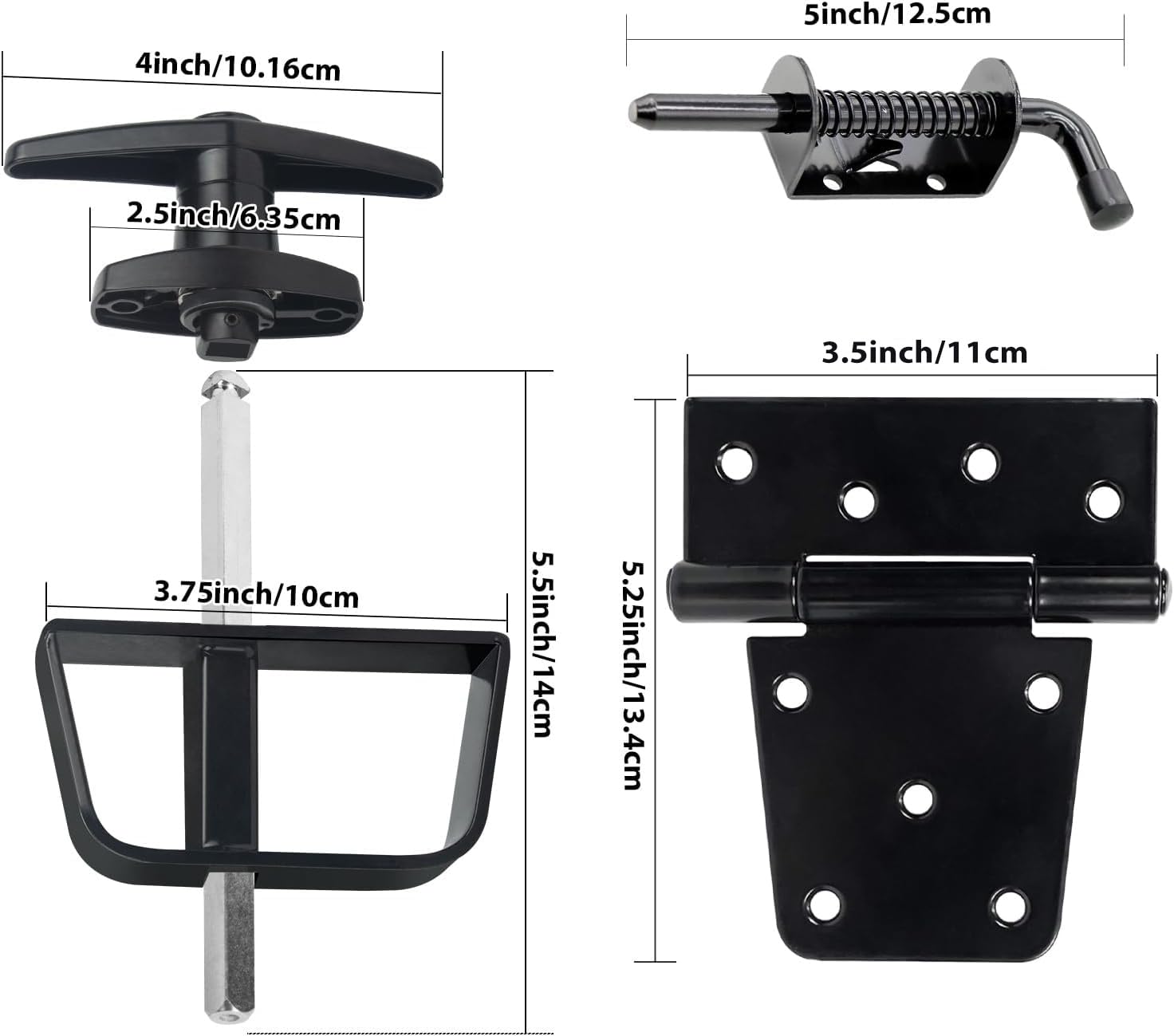 **Double Door Shed Hardware Kit - Heavy Duty Latches, Hinges & T-Handle Lock - Includes Window & Door Hinge Set - Perfect for Sheds, Gates, Playrooms & Outdoor Storage**