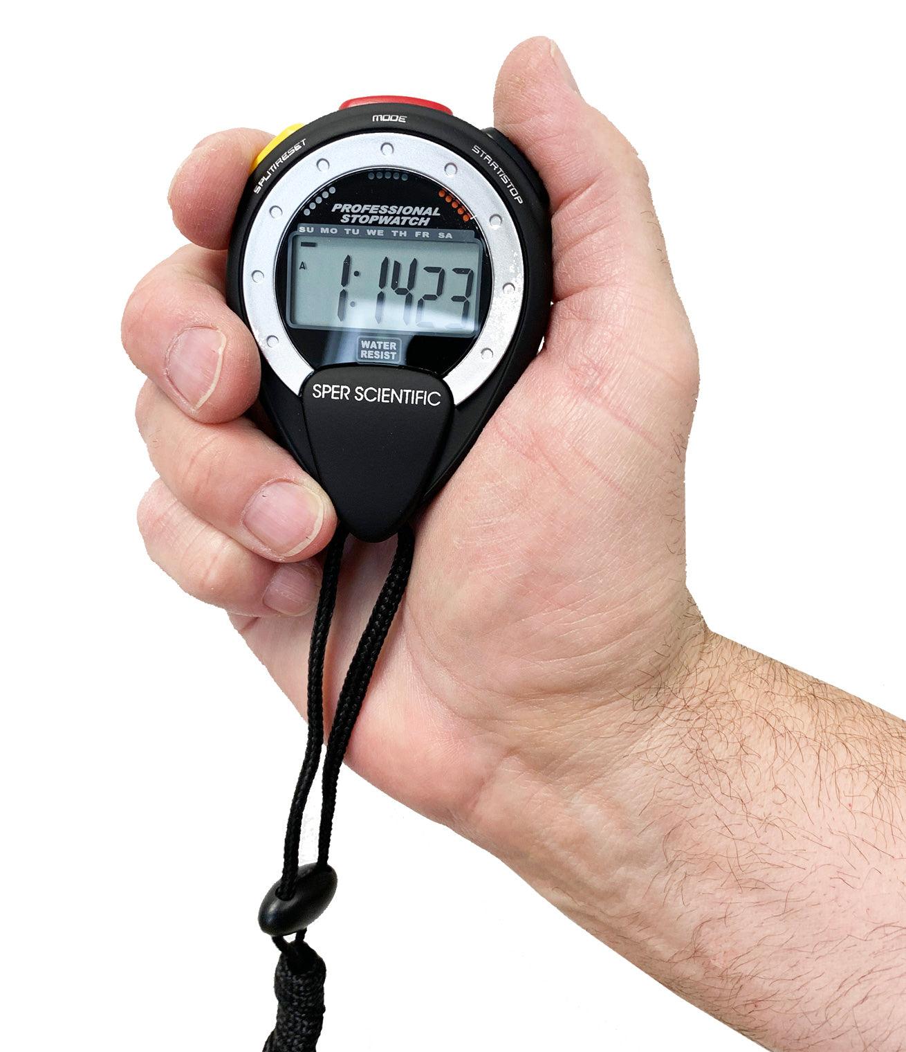 Large Display Water Resistant Stopwatch - Digital Sports Timer with Lap Memory for Swimming, Running, Coaching & Fitness Training