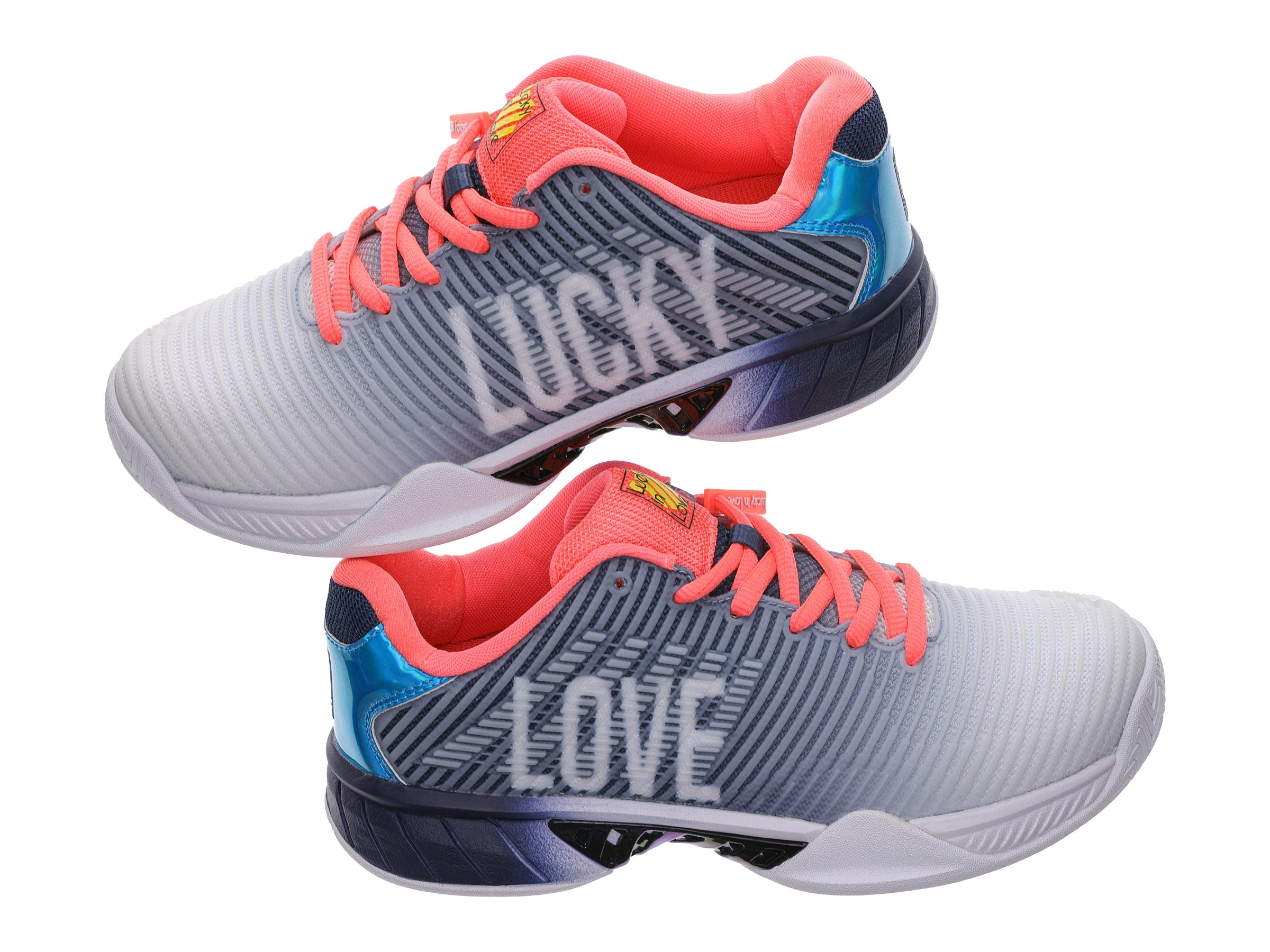 Hypercourt Express 2 Lucky in Love Women's Tennis Shoes - Dark Denim/White/Coral | Lightweight & Comfortable for Court Sports, Casual Wear & Gym Workouts