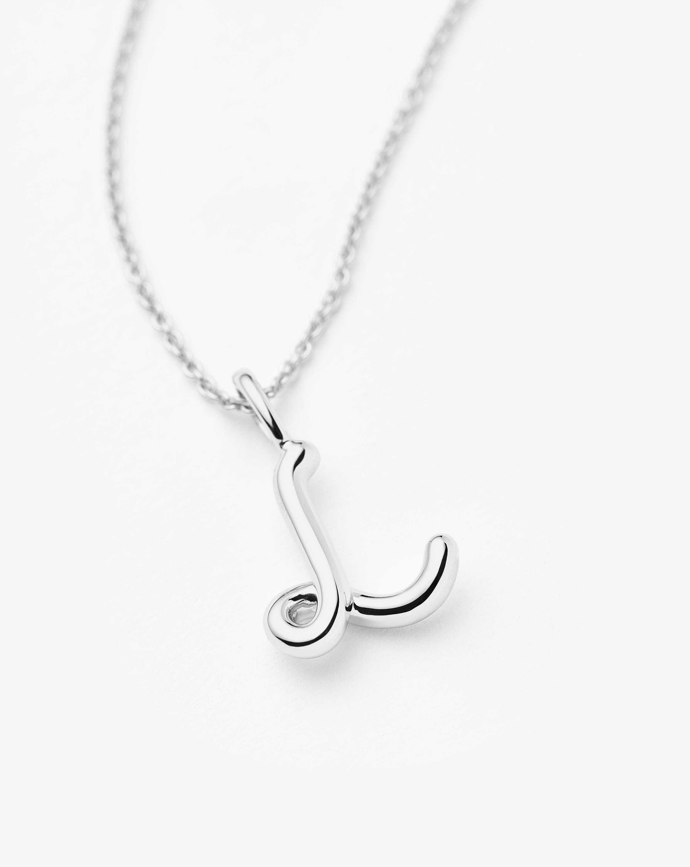 Curly Molten Mini Initial Necklace | Sterling Silver Personalized Jewelry for Women | Perfect Gift for Birthday, Anniversary & Valentine's Day