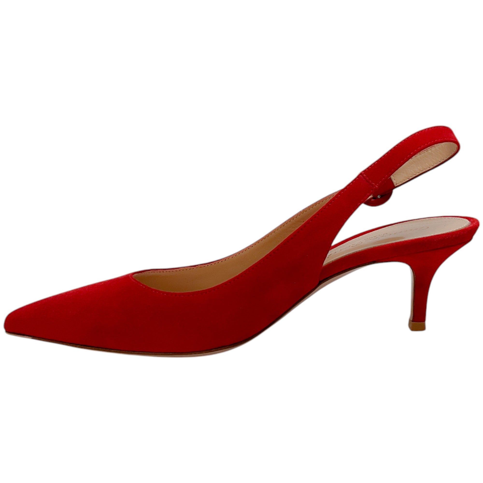 Gianvito Rossi Tabasco Red Suede Anna Slingback Pumps - Women's Luxury High Heels for Party, Wedding & Evening Events | Elegant Dress Shoes for Special Occasions