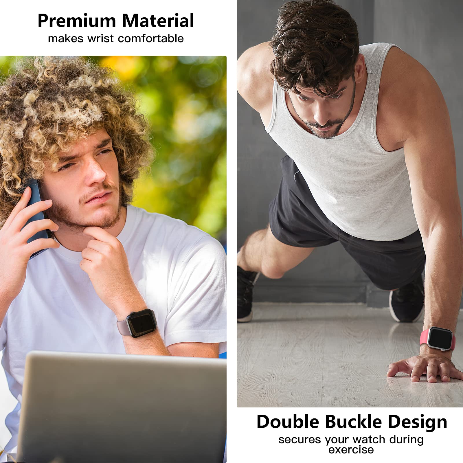 4 Pack Sport Bands Compatible with Apple Watch Series 9/8/7/6/5/4/3/2/1/SE - Soft Silicone Waterproof Watch Strap for Women & Men 38mm 40mm 41mm 42mm 44mm 45mm 49mm - Perfect for Running, Swimming & Fitness Activities
