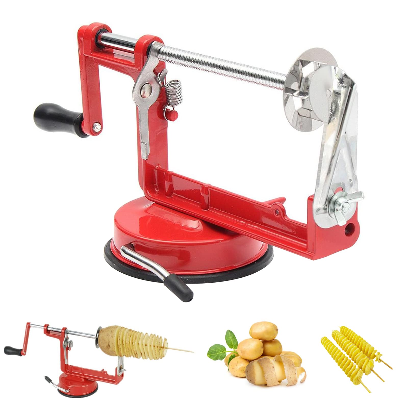 Spiral Potato Cutter - Manual Twisted Potato Slicer for Perfect Spiral Fries & Veggie Chips | Suction Base Kitchen Tool for Home & Restaurants | Ideal for Party Snacks, Kids Meals & Gourmet Cooking