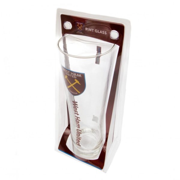Official West Ham United Football Club 16oz Tall Beer Glass - Perfect for Match Days, Gifts & Home Bar Decor