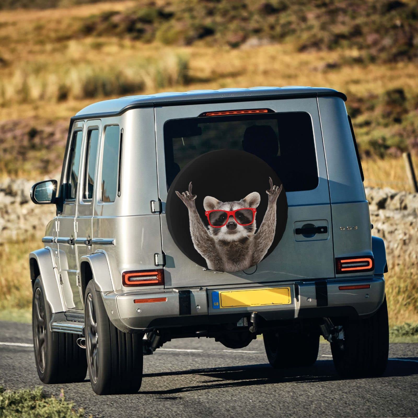 Universal Waterproof Spare Tire Cover with Raccoon Design - Sun Protection for Trailers, RVs, SUVs, Trucks & Campers - Fits 14 Inch Wheels - Perfect for Road Trips & Outdoor Adventures