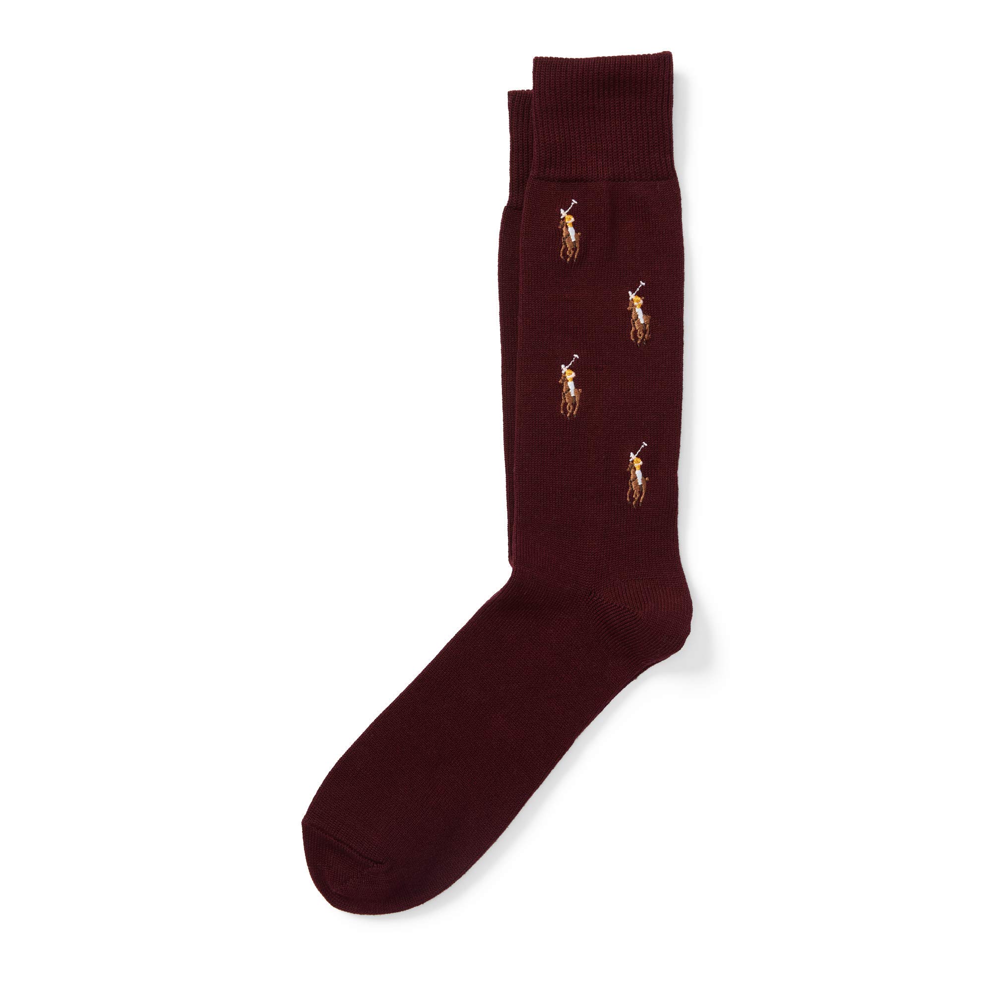 Men's Ralph Lauren Allover Pony Print Cotton Dress Socks - Comfortable Casual & Business Socks for Work, Office and Formal Occasions