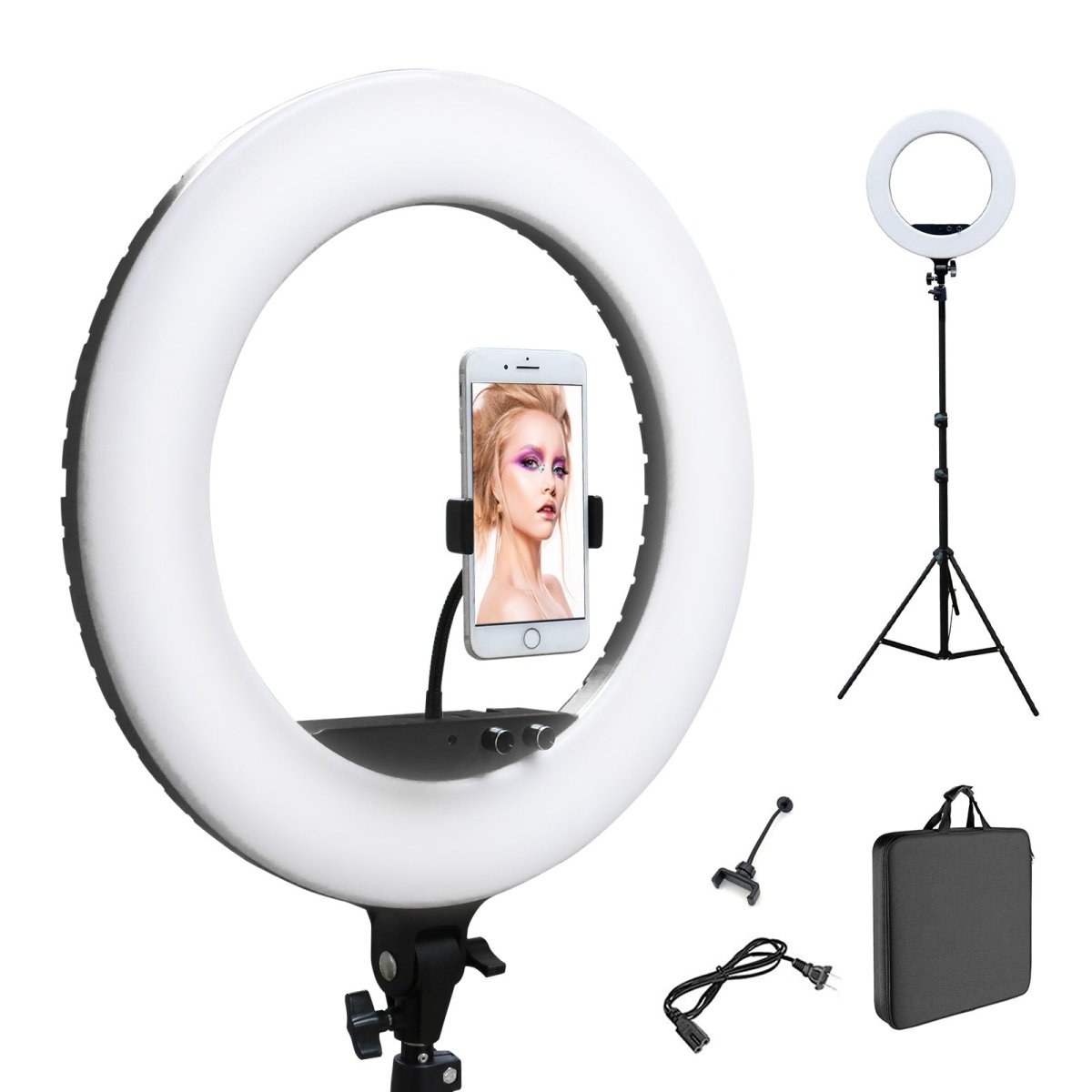 Professional Studio Grade Ring Light Kit with Stand, Phone Holder & Remote - Perfect for Photography, Makeup, YouTube Videos & Live Streaming