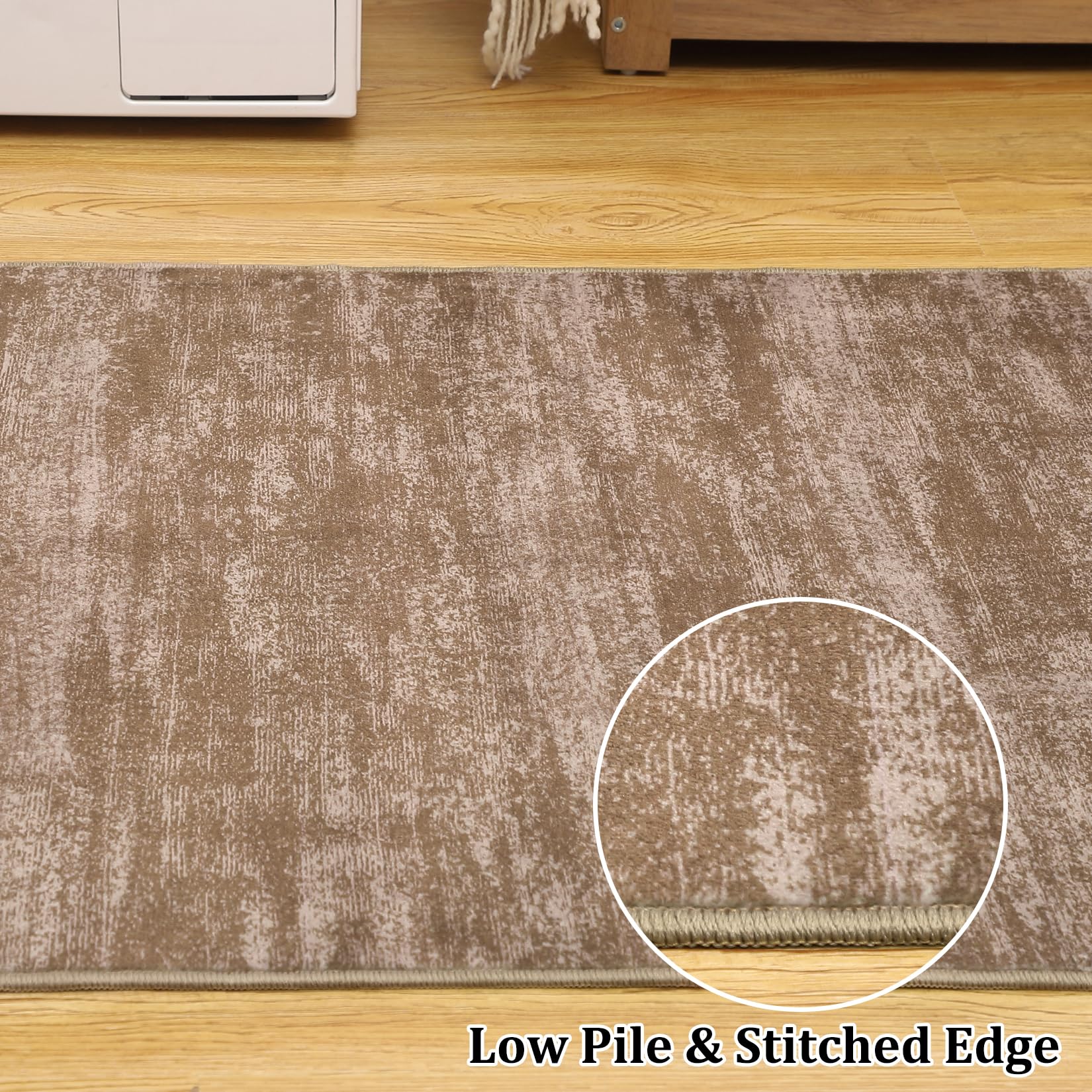 GARVEE 2x4 Small Contemporary Area Rug - Modern Solid Indoor Throw Carpet - Machine Washable Non-Slip Low Pile - Perfect for Living Room, Bedroom & Laundry - 2' x 4' Taupe - Cozy Home Decor & Space Defining Accent