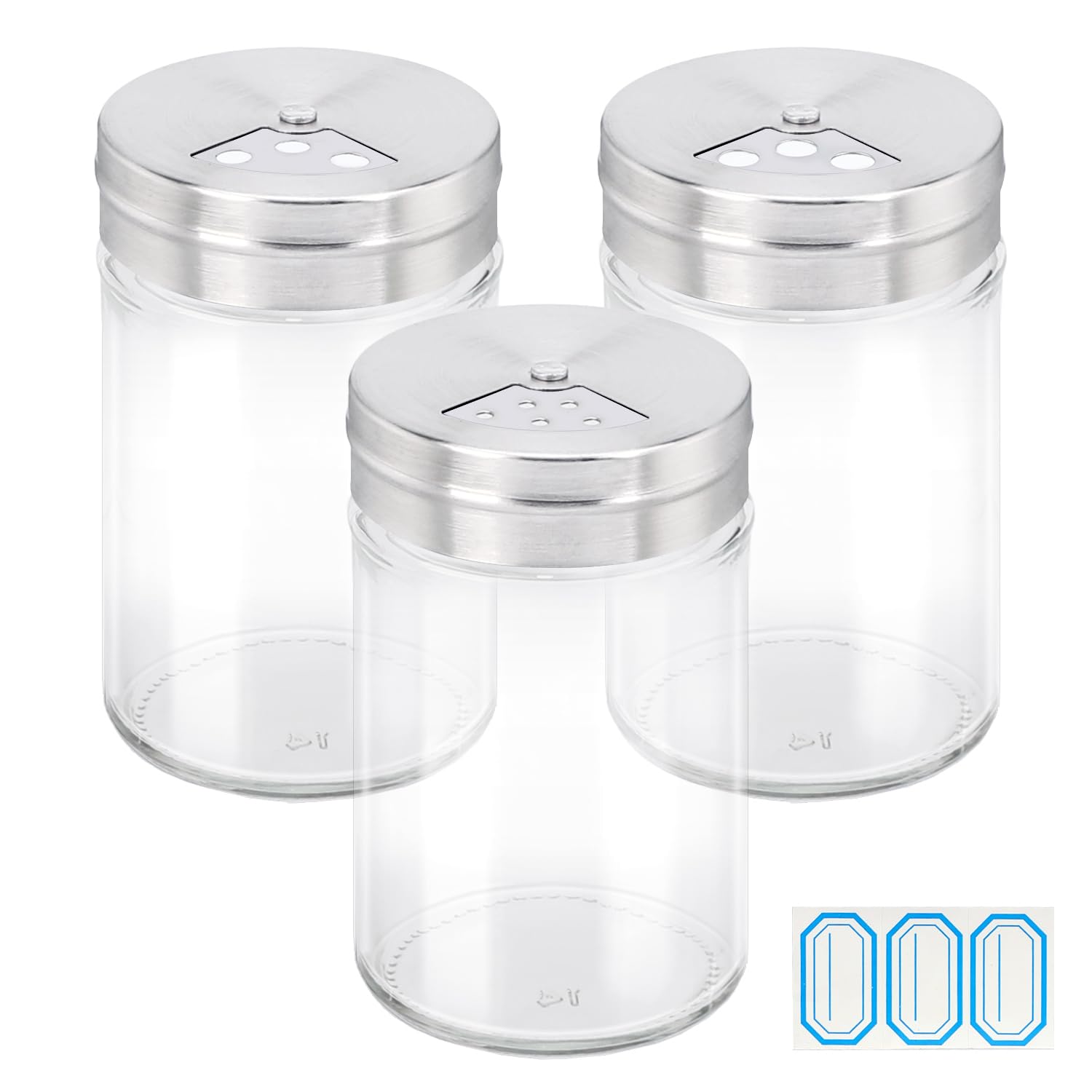 Segarty 3-Pack 3 oz Glass Spice Jars with Adjustable Shaker Lids - Empty Seasoning Containers with Stainless Steel Flow Top for Salt, Pepper & Spices - Perfect for Kitchen Storage, Pantry Organization & Cooking Essentials