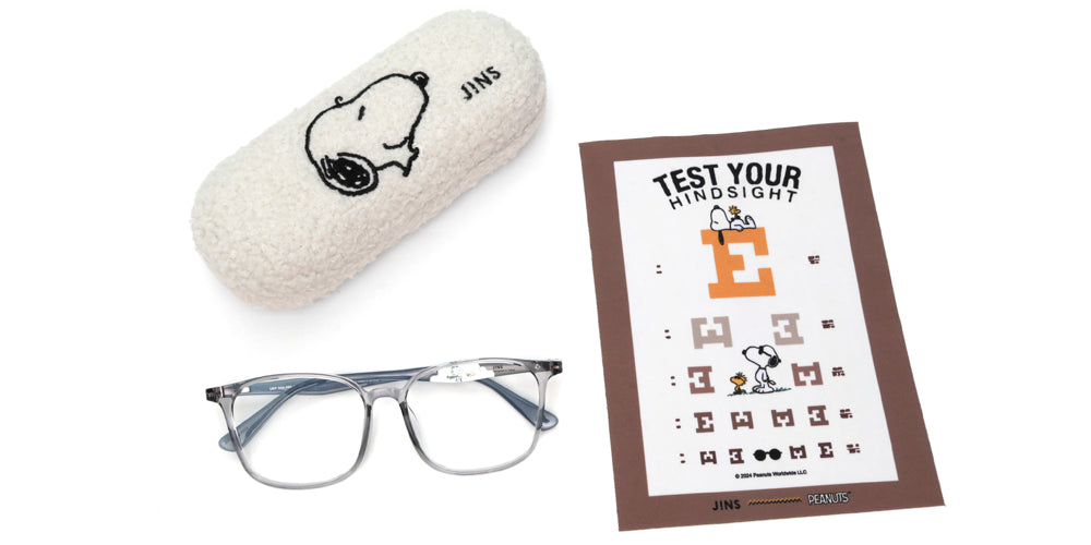 JINS x PEANUTS 085 Pilot 91 Eyeglasses - Classic Round Frame with Snoopy Design - Perfect for Reading, Driving & Everyday Wear