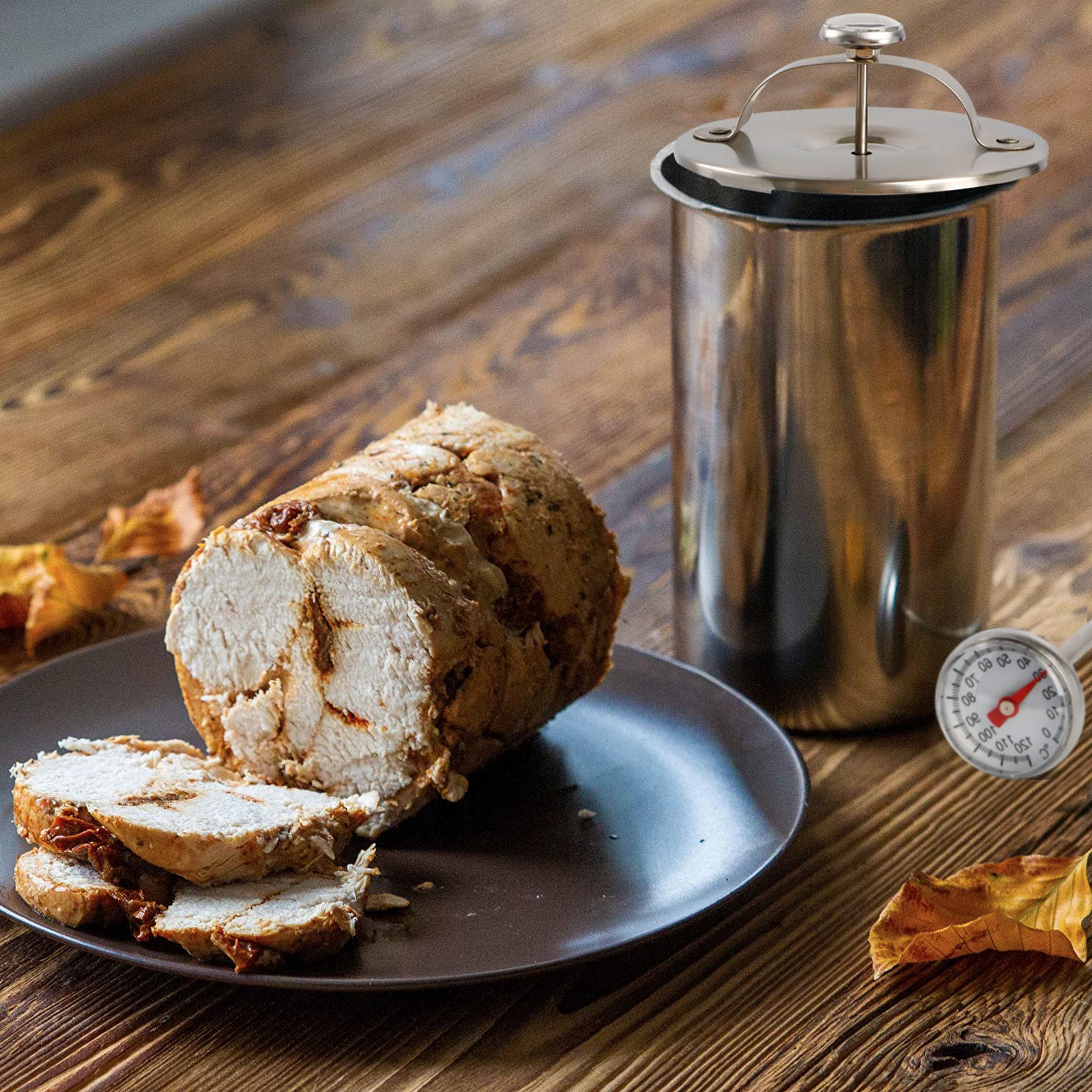 Premium Stainless Steel Ham Maker & Meat Press Cooker for Healthy Homemade Deli Meats - Includes Thermometer for Perfect Cooking - Ideal for Bacon, Sausages & Kitchen Pressure Cooking - Great for Home Chefs & Meal Prep