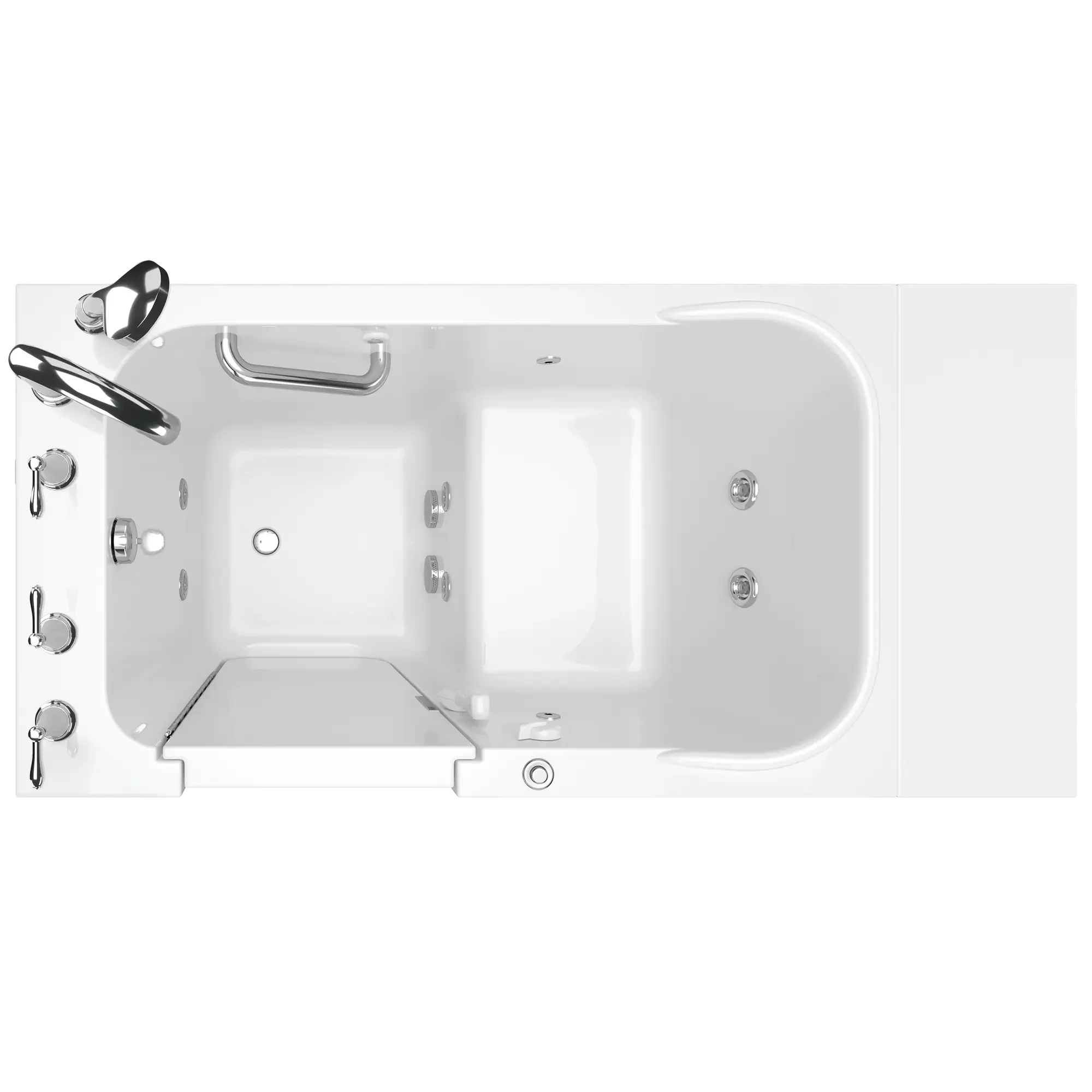28x48 Inch Gelcoat Walk-In Bathtub with Whirlpool System - Left Hand Door & Drain - Ideal for Elderly & Mobility Needs - Spa Relaxation at Home