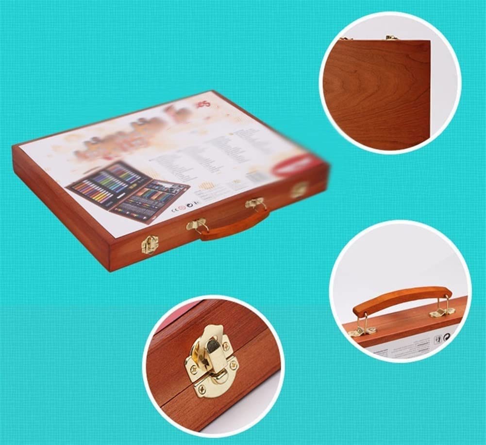 150-Piece Deluxe Art Set with Portable Wooden Case - Includes Crayons, Oil Pastels, Colored Pencils, Acrylic Paints & Watercolor Cakes - Perfect for Artists, Students & DIY Craft Projects