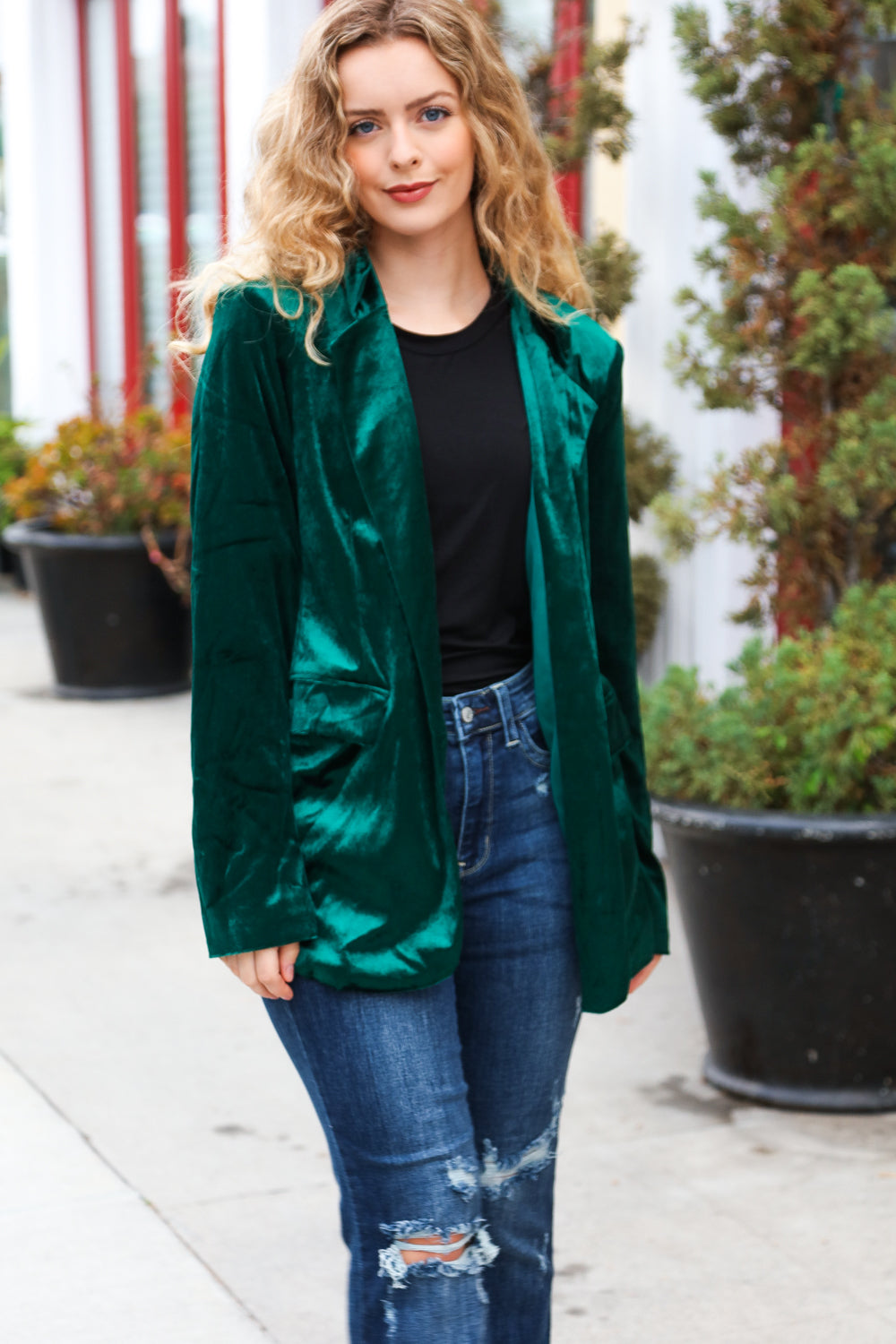 Elegant Hunter Green Velvet Blazer for Women - Formal & Evening Wear - Perfect for Weddings, Parties & Office Events