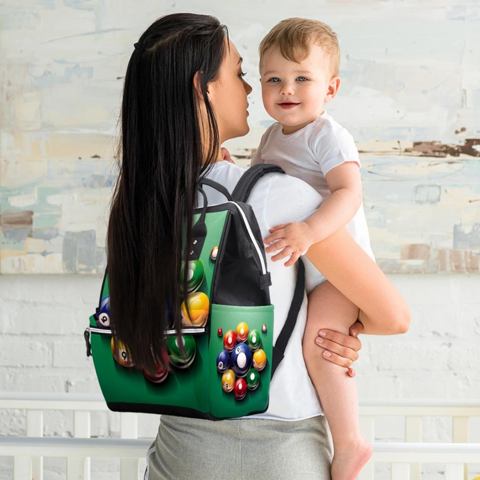 Stylish Travel Backpack for Women & Men - Durable Laptop Backpack with Billiard Design - Perfect for Work, School, Gym & Outdoor Adventures