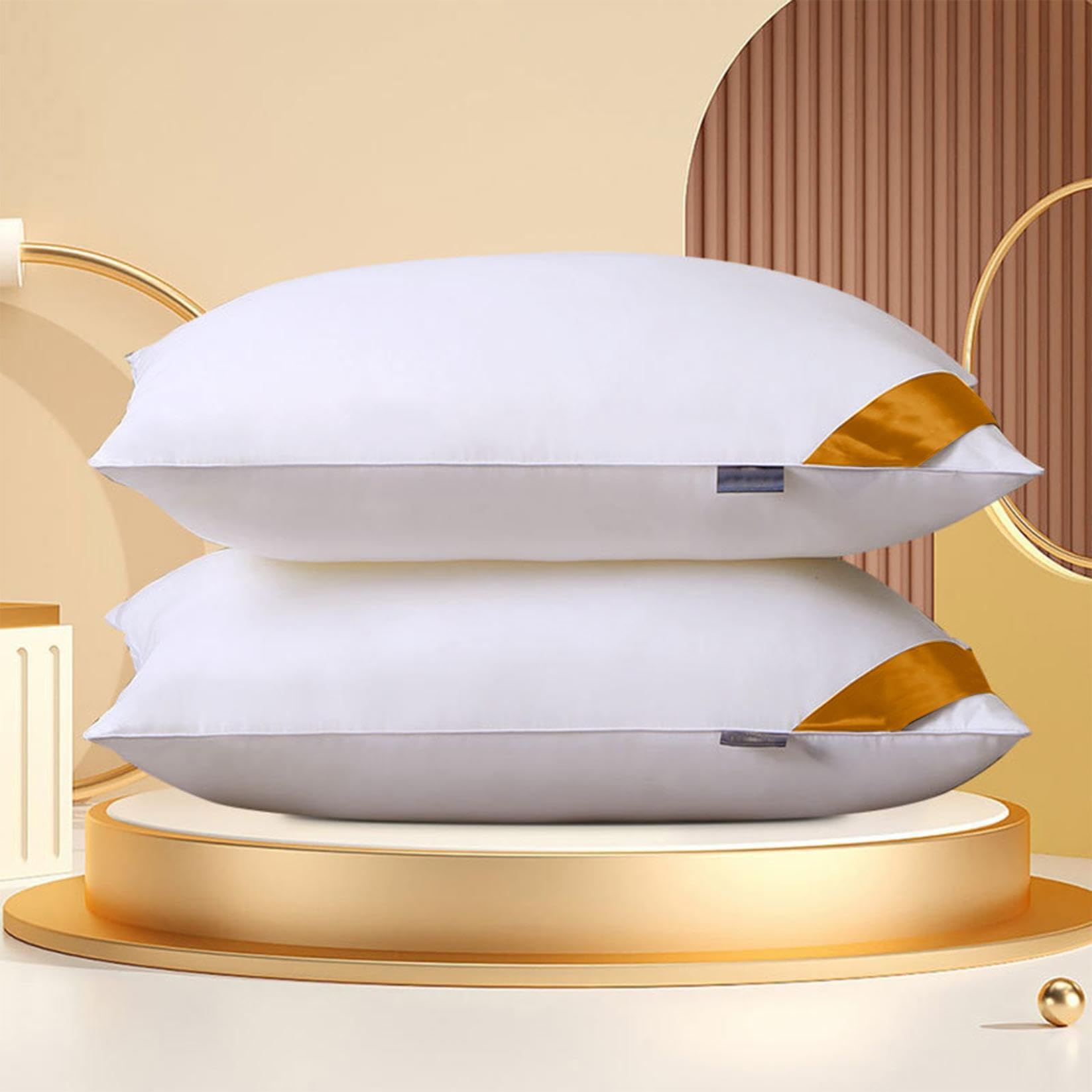 Premium Skin-Friendly Hotel Pillows for Sleeping - Soft & Supportive Cotton Fabric Pillow for Back, Side & Stomach Sleepers - 16.5 x 27.5 Inches (White) - Ideal for Home, Travel & Guest Rooms