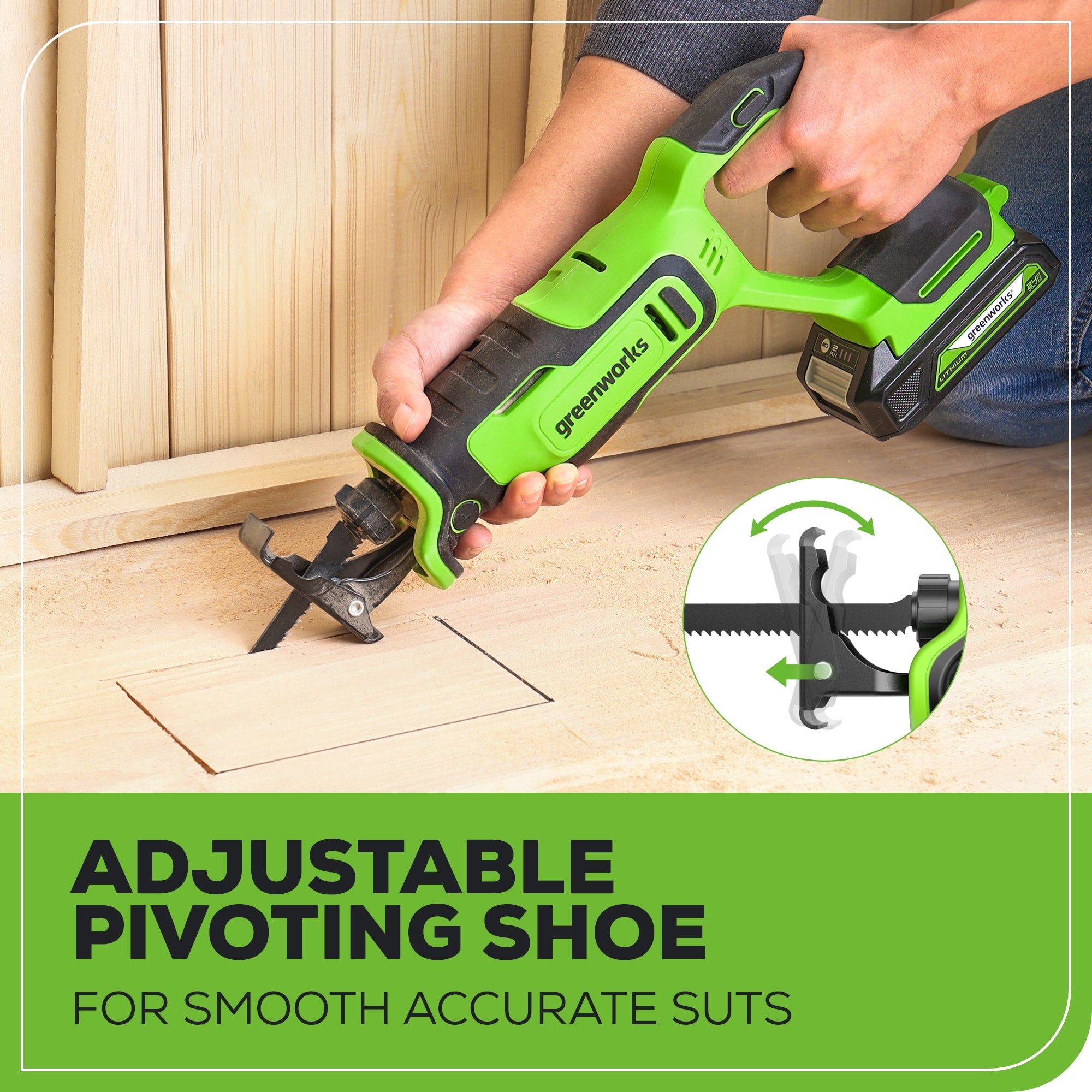 24V 6-Inch Cordless Reciprocating Saw with 2.0Ah Lithium-Ion Battery & Fast Charger - Perfect for DIY Home Renovation, Wood Cutting, and Demolition Projects