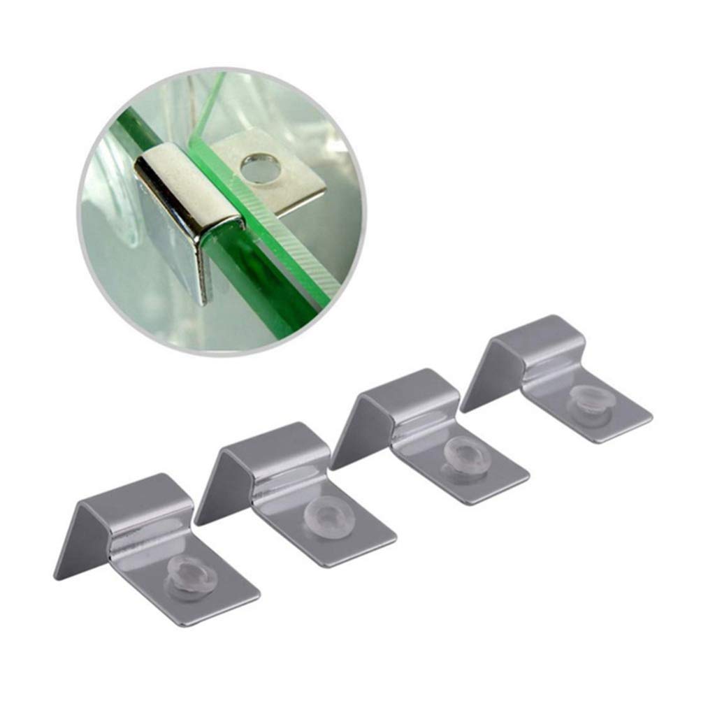 TEHAUX 4pcs Stainless Steel Aquarium Lid Clips - Universal 8mm Fish Tank Cover Support for Glass Tops