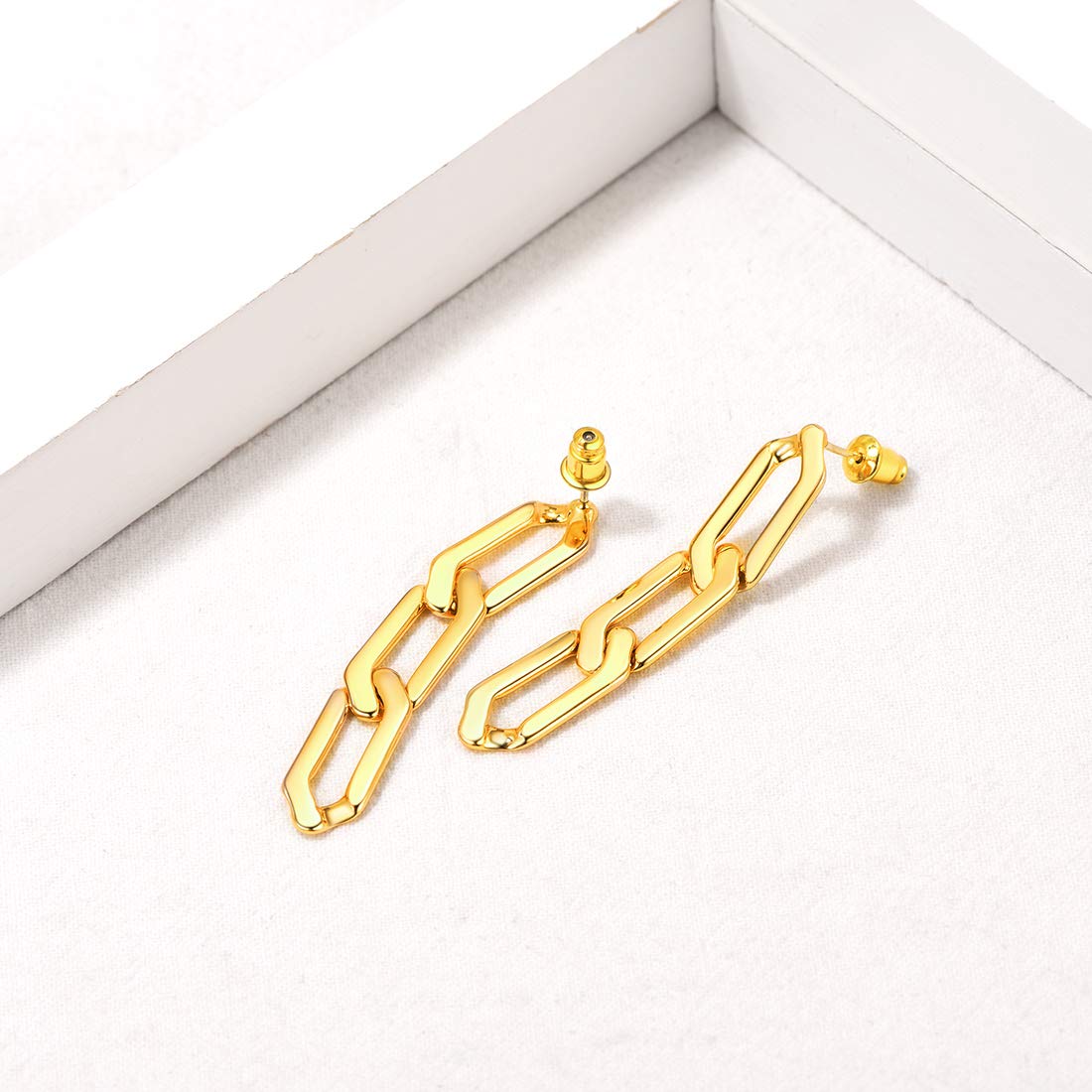Trendy Gold Plated Chain Hoop Earrings for Women - Surgical Steel Post, European Style Dangle & Cuff Earrings - Perfect for Parties, Weddings & Everyday Wear