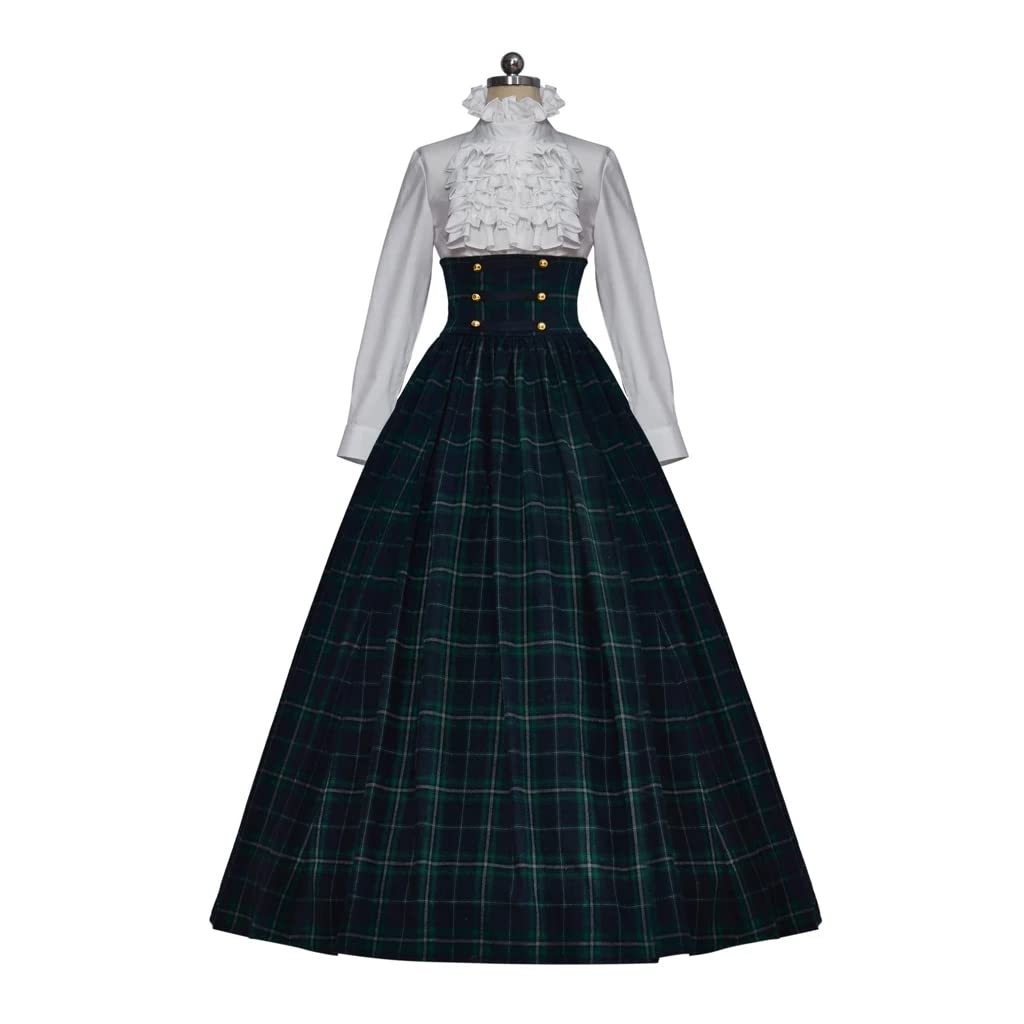 Victorian Medieval Christmas Caroler Dress - Vintage Rococo Masquerade Costume for Holiday Caroling, Cosplay & Christmas Parties