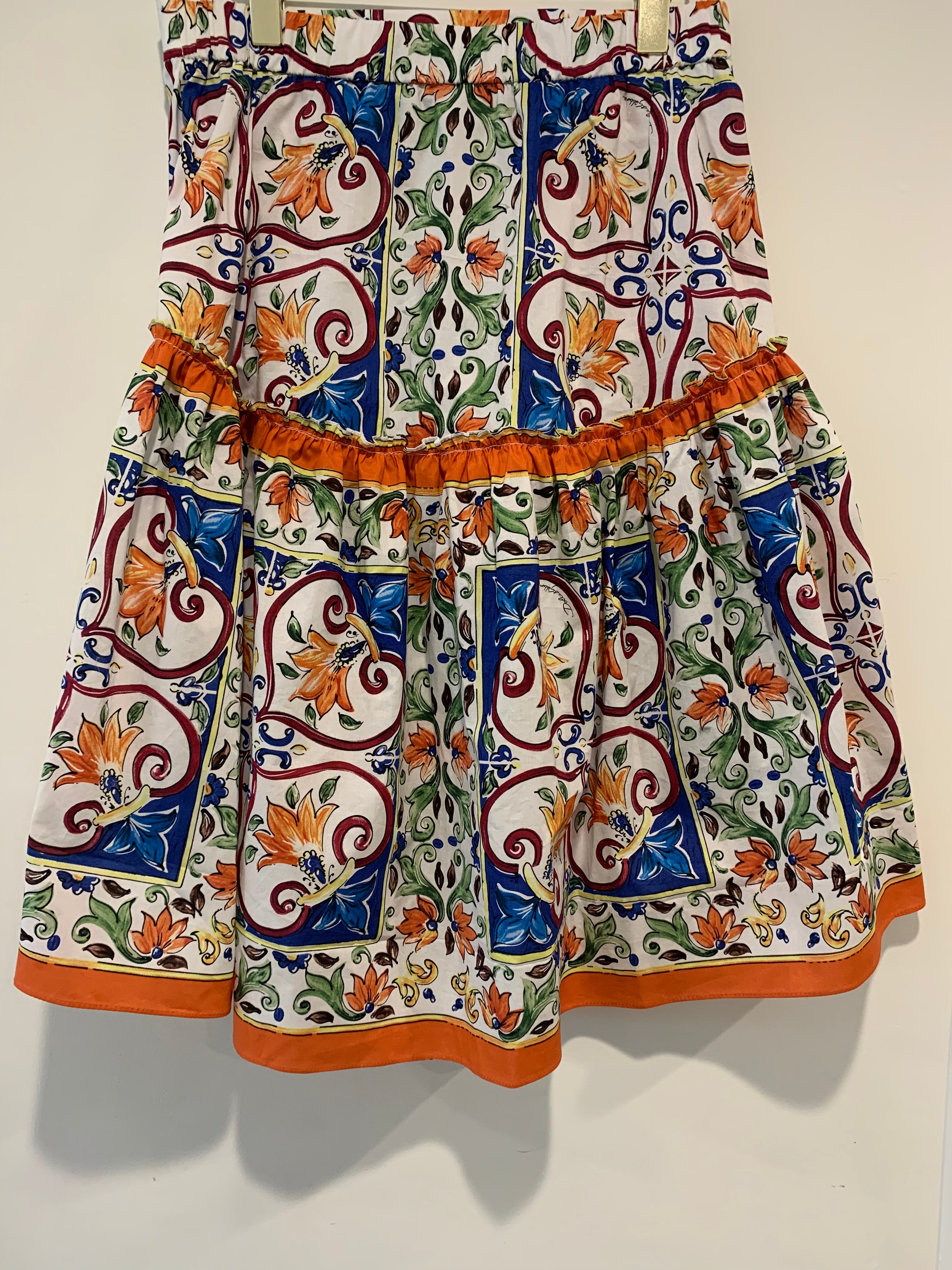 Stylish Orange and White Printed Skirt for Women - Floral Summer Skirt for Casual Outings, Beach Vacations & Date Nights