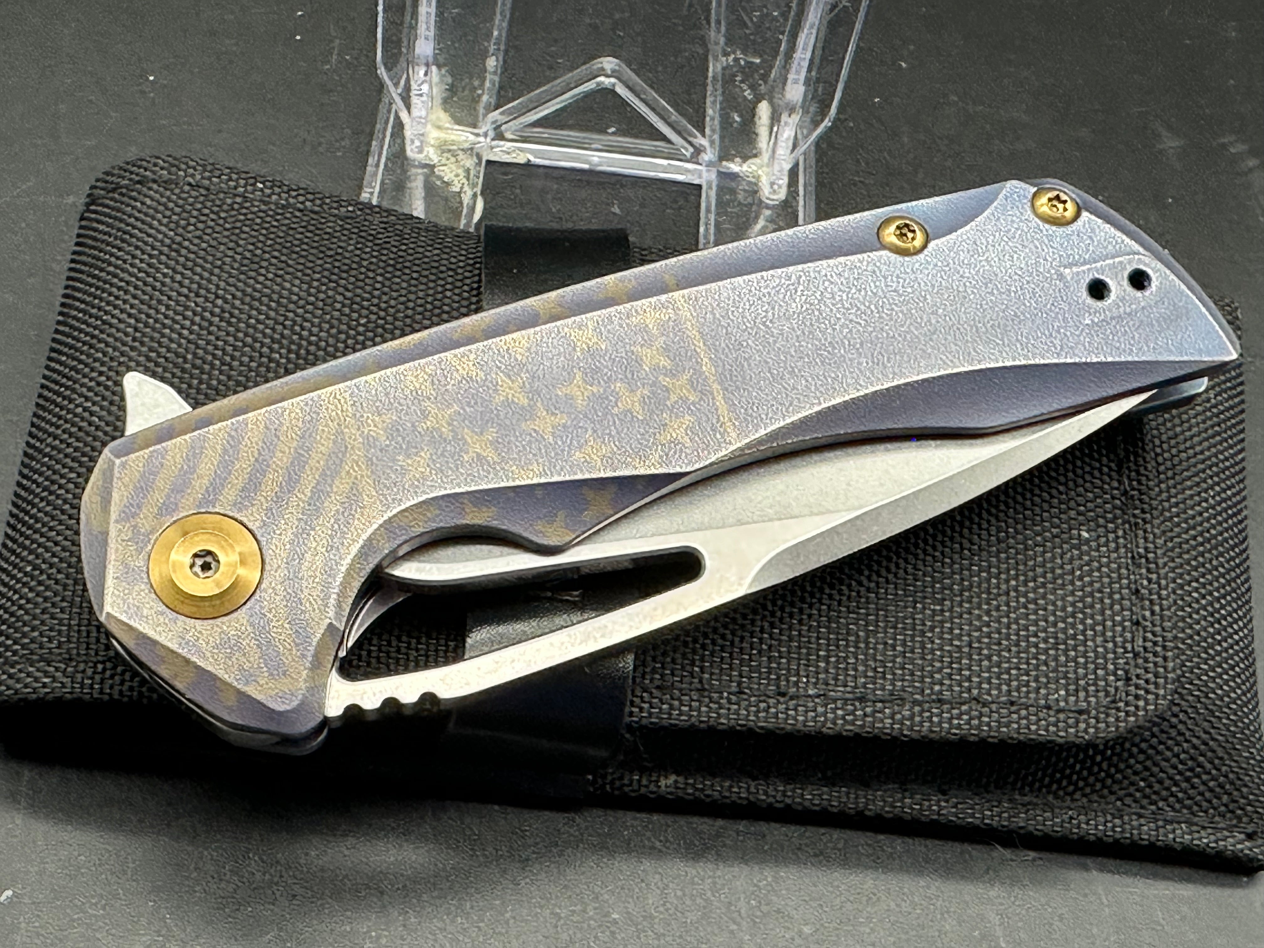 Kansept Kryo Frame Lock Folding Knife - Blue Titanium Handle, EDC Pocket Knife for Outdoor, Camping, Hiking & Everyday Carry