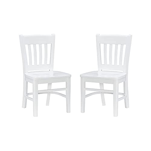 Linon Davis Wood Set of 2 White Kids Chairs - Sturdy Children's Furniture for Playroom, Bedroom or Classroom