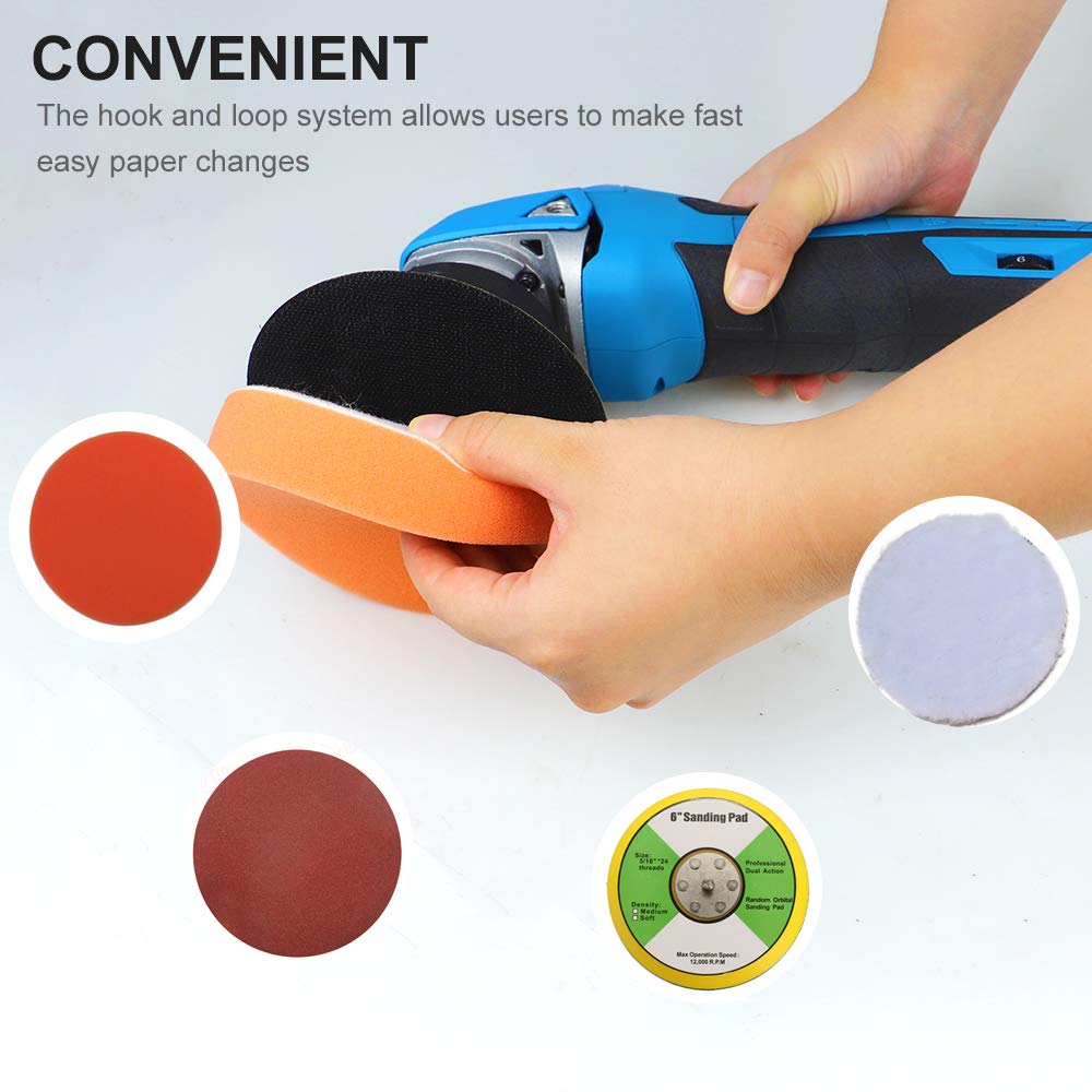 NEWONE 20V Cordless Dual Action Polisher - 5-Inch Round Orbital Buffer with 6 Speed Settings, Anti-Vibration Handle & 4.0Ah Battery - Perfect for Car Detailing, Sanding, Polishing and Waxing - Includes Fast Charger for Professional Auto Body & DIY Home Use
