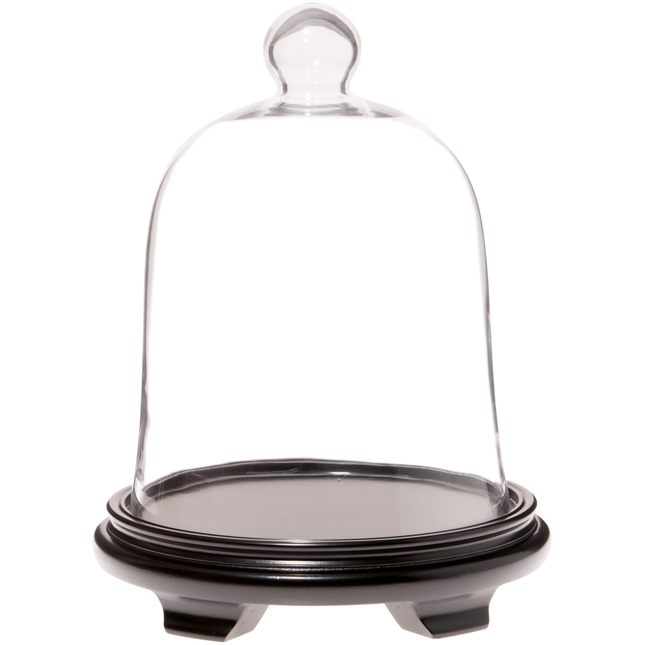 Plymor 10x13 Inch Glass Bell Jar Display Dome with Black Wood Veneer Base - 9.5x10.5 Inch Interior - Perfect for Showcasing Cakes, Cupcakes, Jewelry, and Home Decor