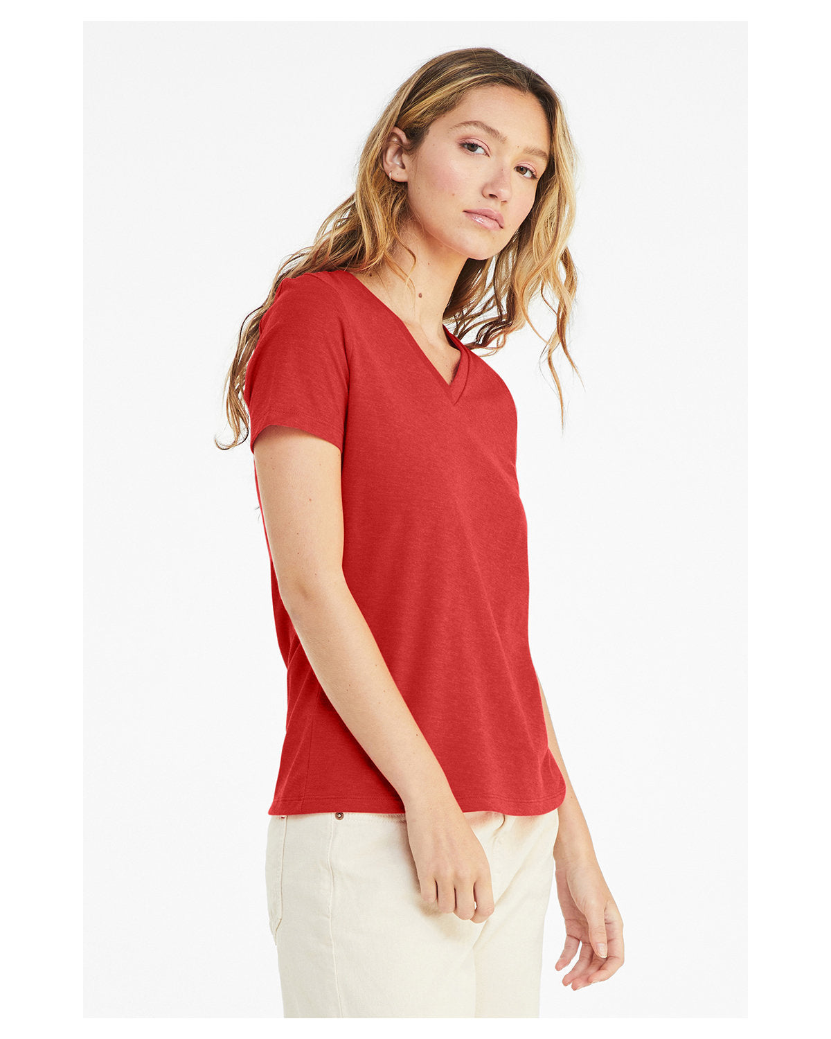 Bella + Canvas 6405CVC Women's Relaxed Fit Heather CVC Jersey V-Neck T-Shirt - Soft Casual Tee for Everyday Wear, Gym, and Lounge