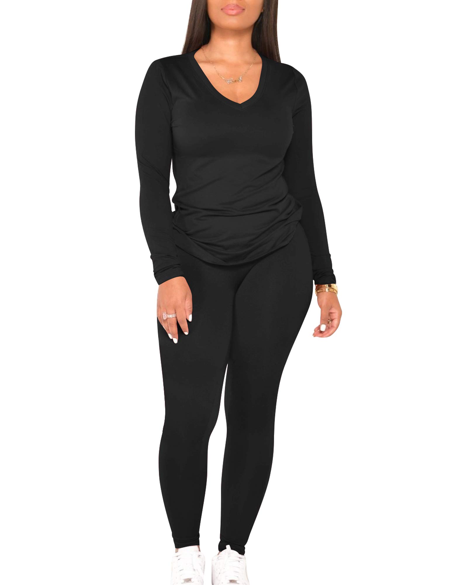 BORIFLORS Women's 2-Piece Workout Outfit - Long Sleeve Top & Jogger Legging Pants Set for Yoga, Gym, Running & Casual Wear