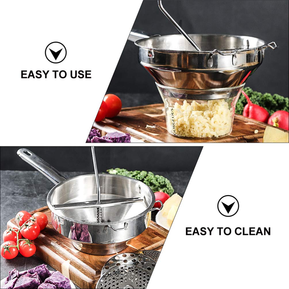 UPKOCH Stainless Steel Potato Masher & Food Mill with Grinding Discs - Rotary Handle for Smooth Purees, Sauces, Jams - Perfect for Mashed Potatoes, Applesauce, Baby Food & Kitchen Prep