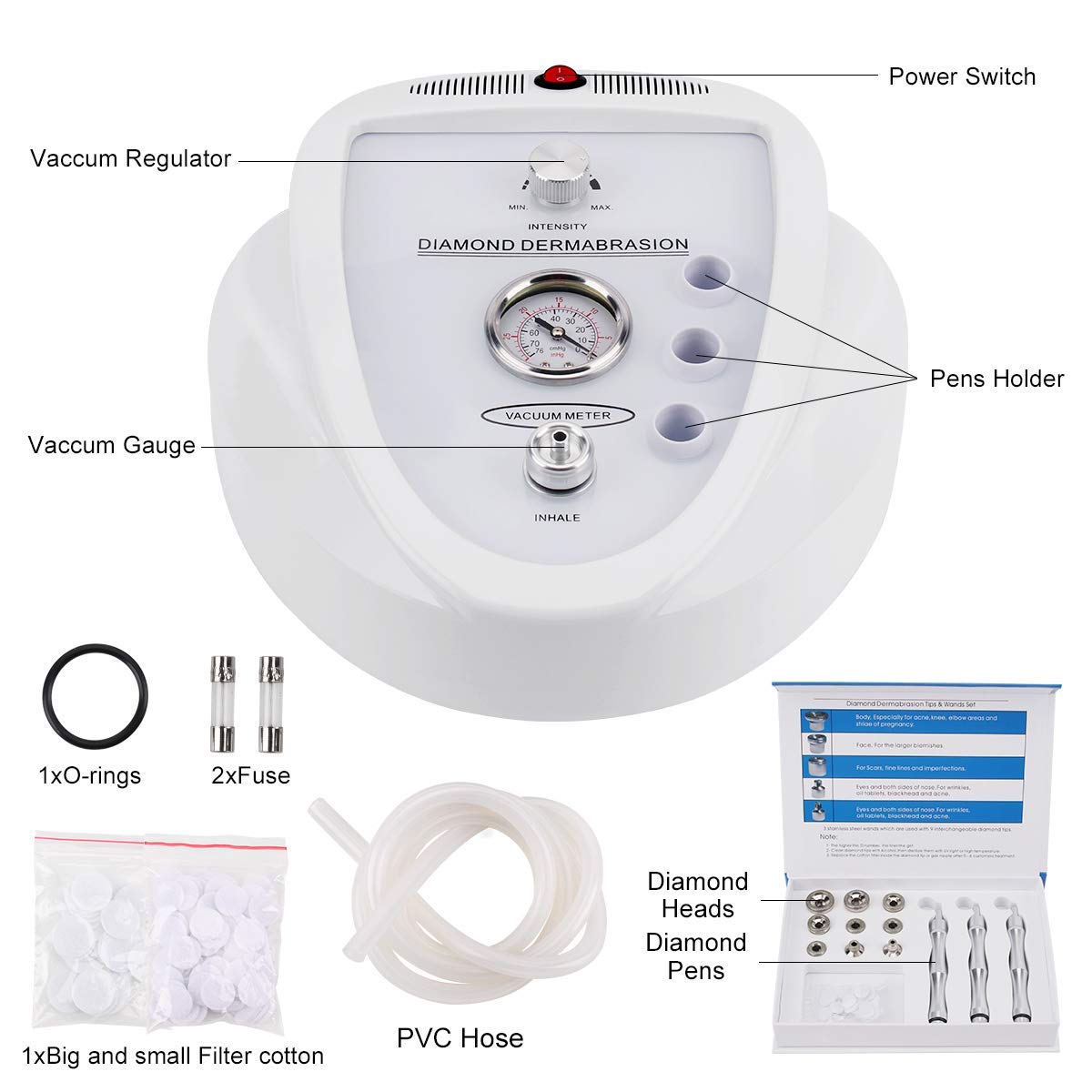 Yofuly Diamond Microdermabrasion Machine - Professional 65-68cmHg Suction Power for Home Facial Skin Care | At-Home Spa Treatment & Anti-Aging Skin Rejuvenation