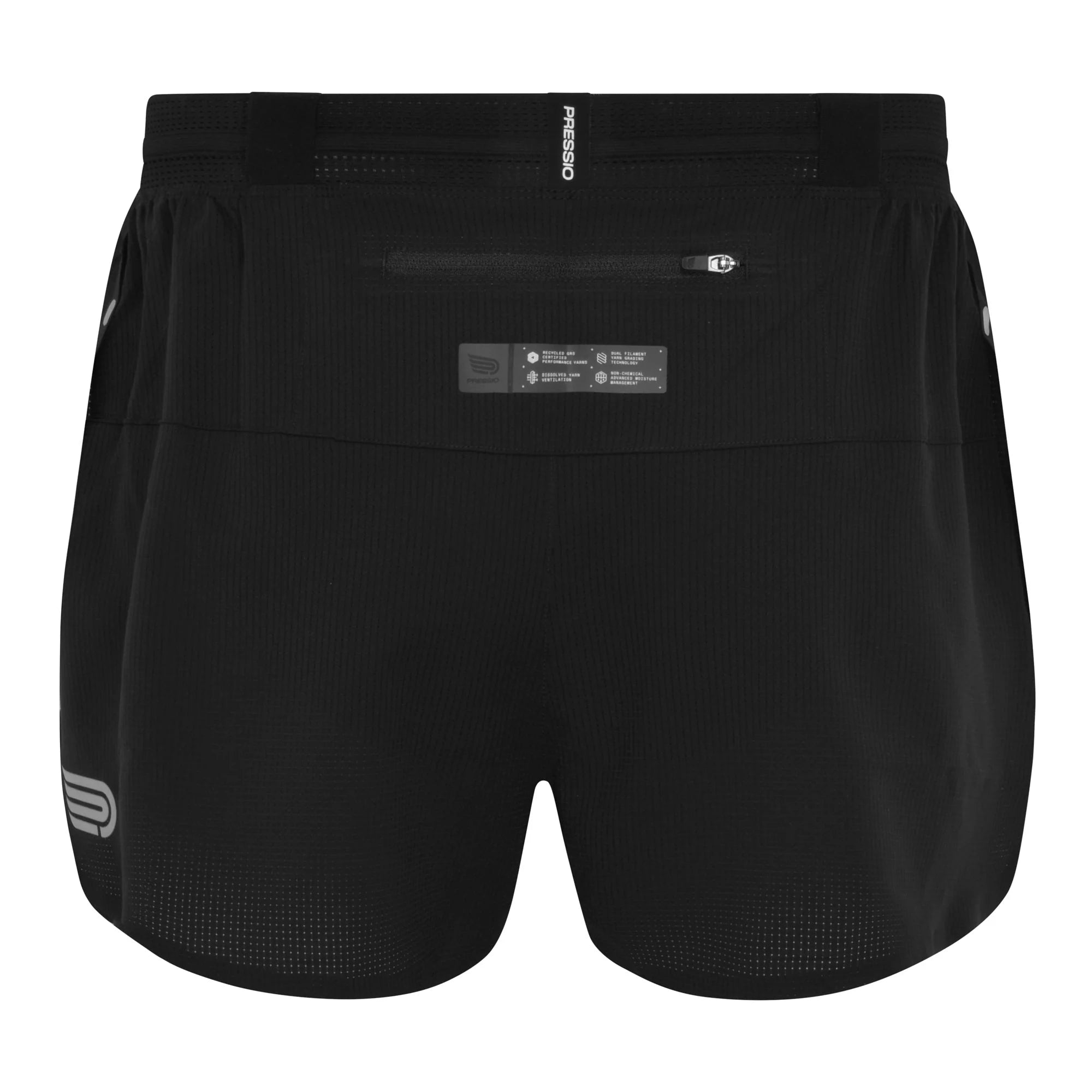 Pressio Men’s Run Elite 3’ Shorts - Black/Silver - Lightweight Running Shorts for Men with Built-in Liner - Perfect for Jogging, Gym Workouts & Outdoor Activities